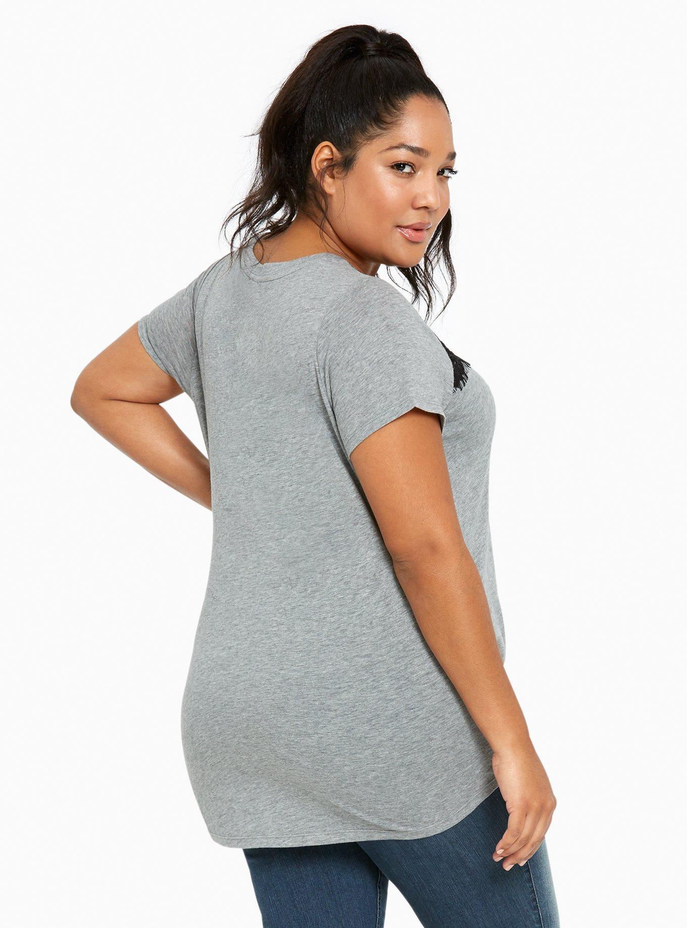 Plus Size Mickey & Minnie Lace Inset Top, HEATHER GREY, alternate