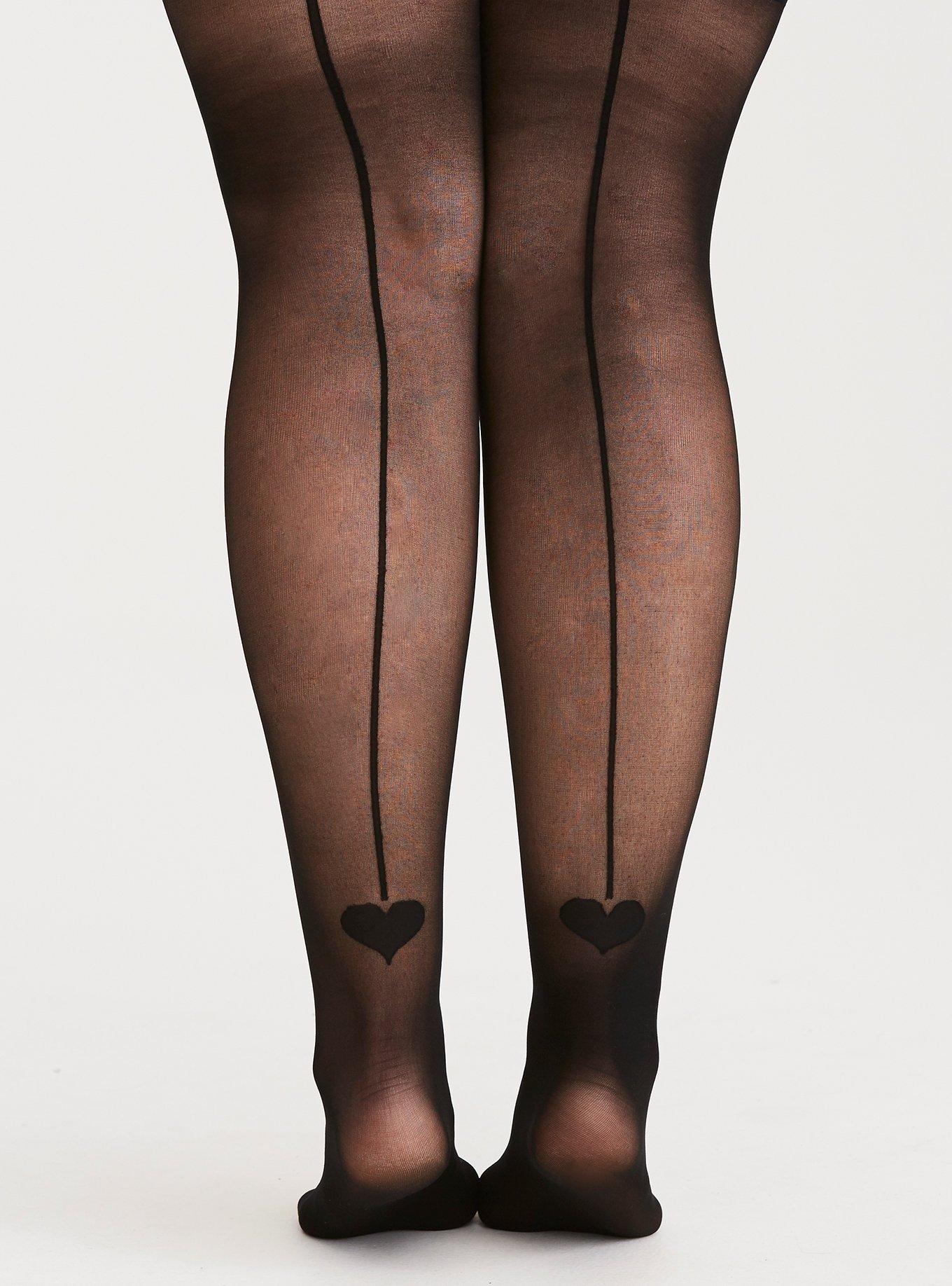 Seamed Tights, BLACK, hi-res
