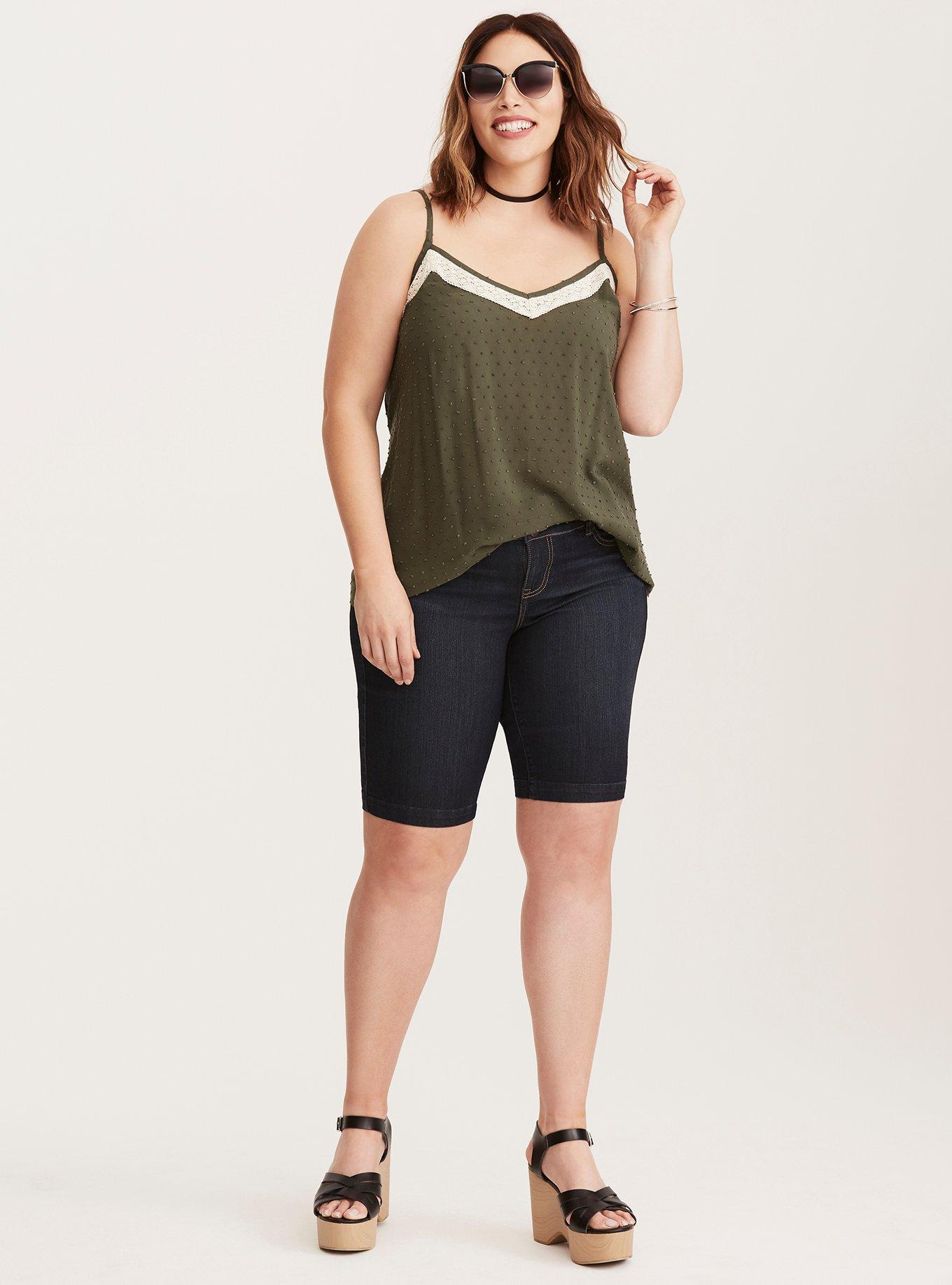 Plus Size Dot Lace Trim Cami, DEEP DEPTHS, alternate