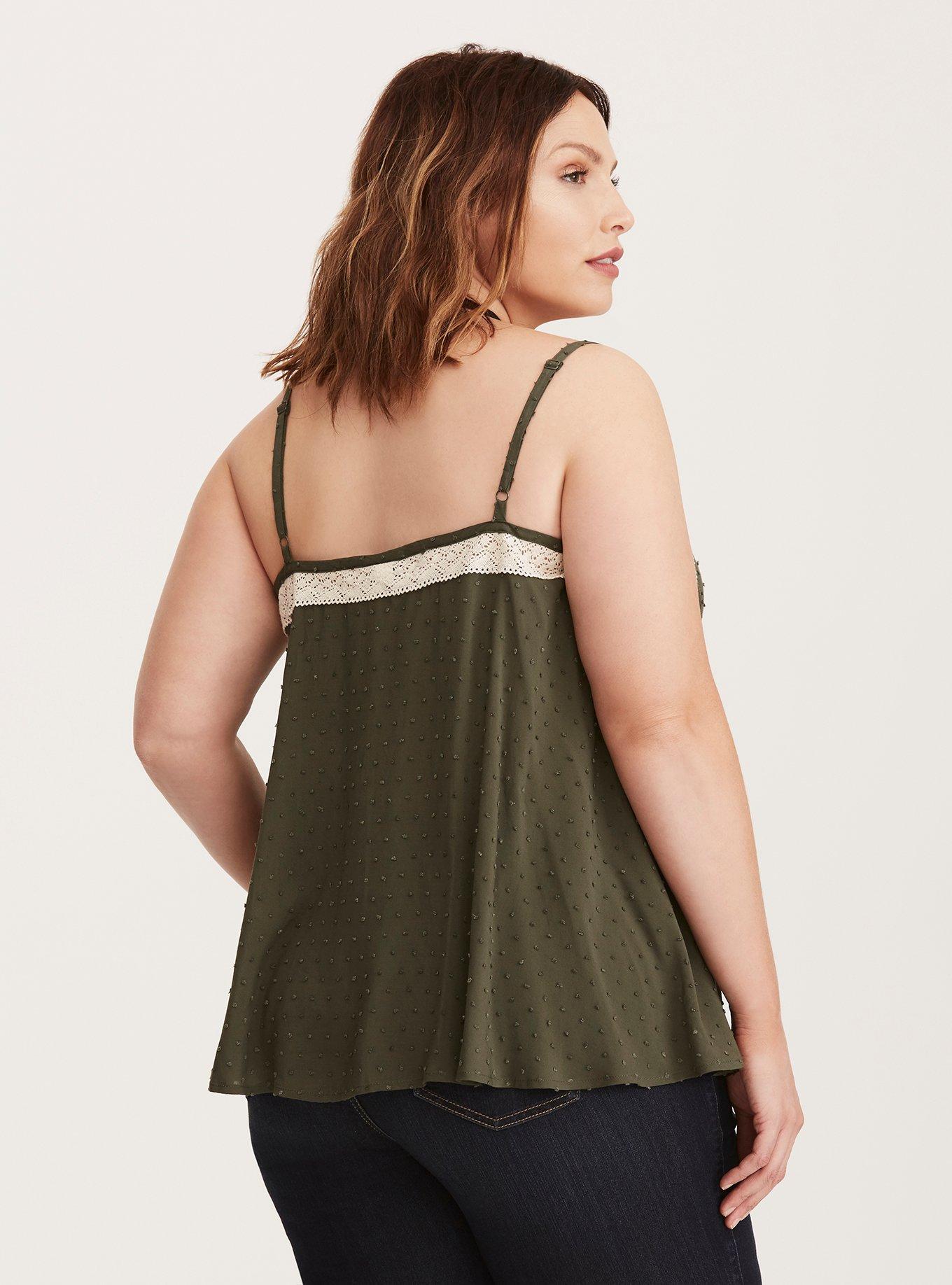 Plus Size Dot Lace Trim Cami, DEEP DEPTHS, alternate