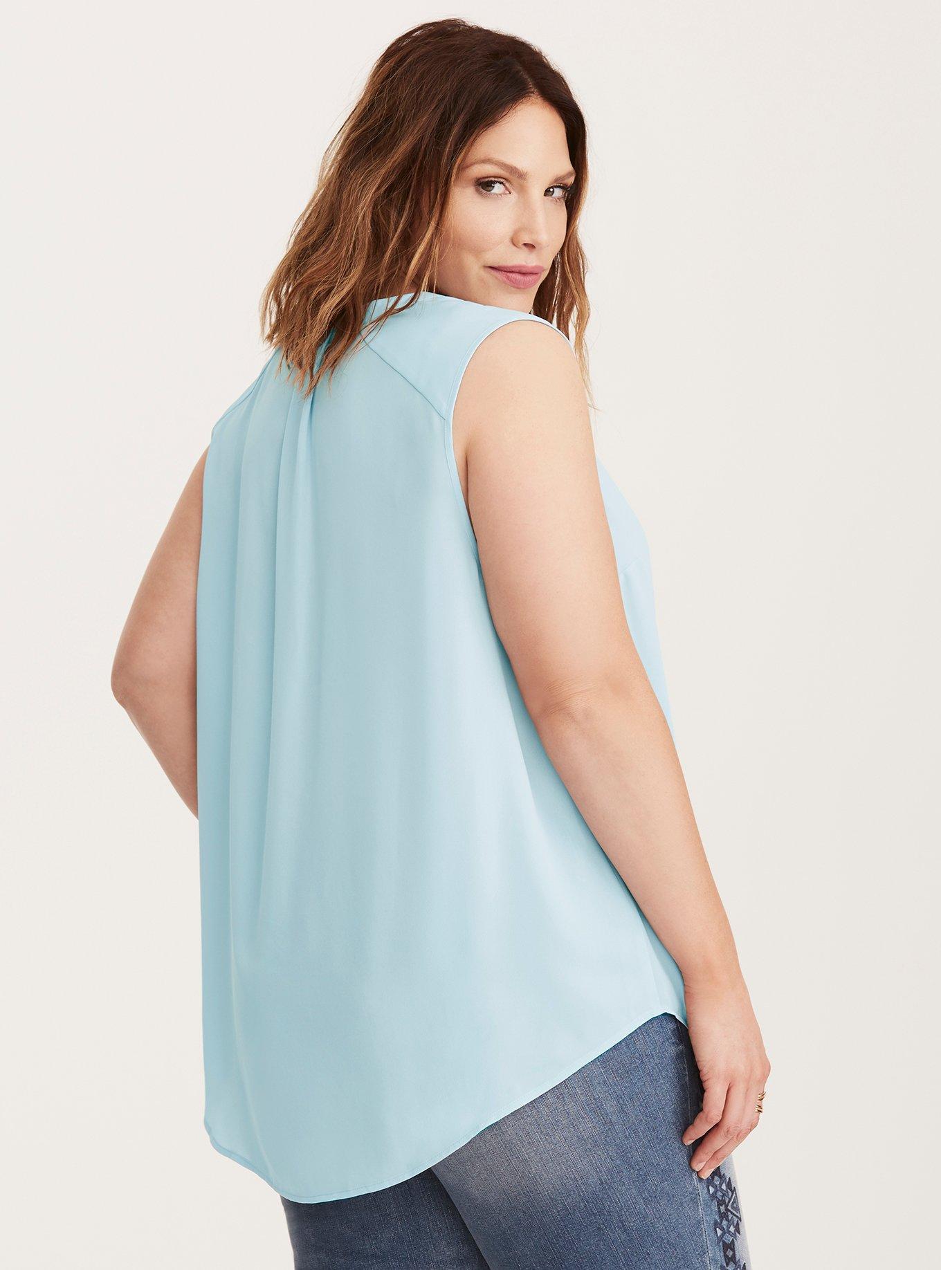 Harper - Light Blue Georgette Sleeveless Pullover Blouse, CASHMERE BLUE, alternate