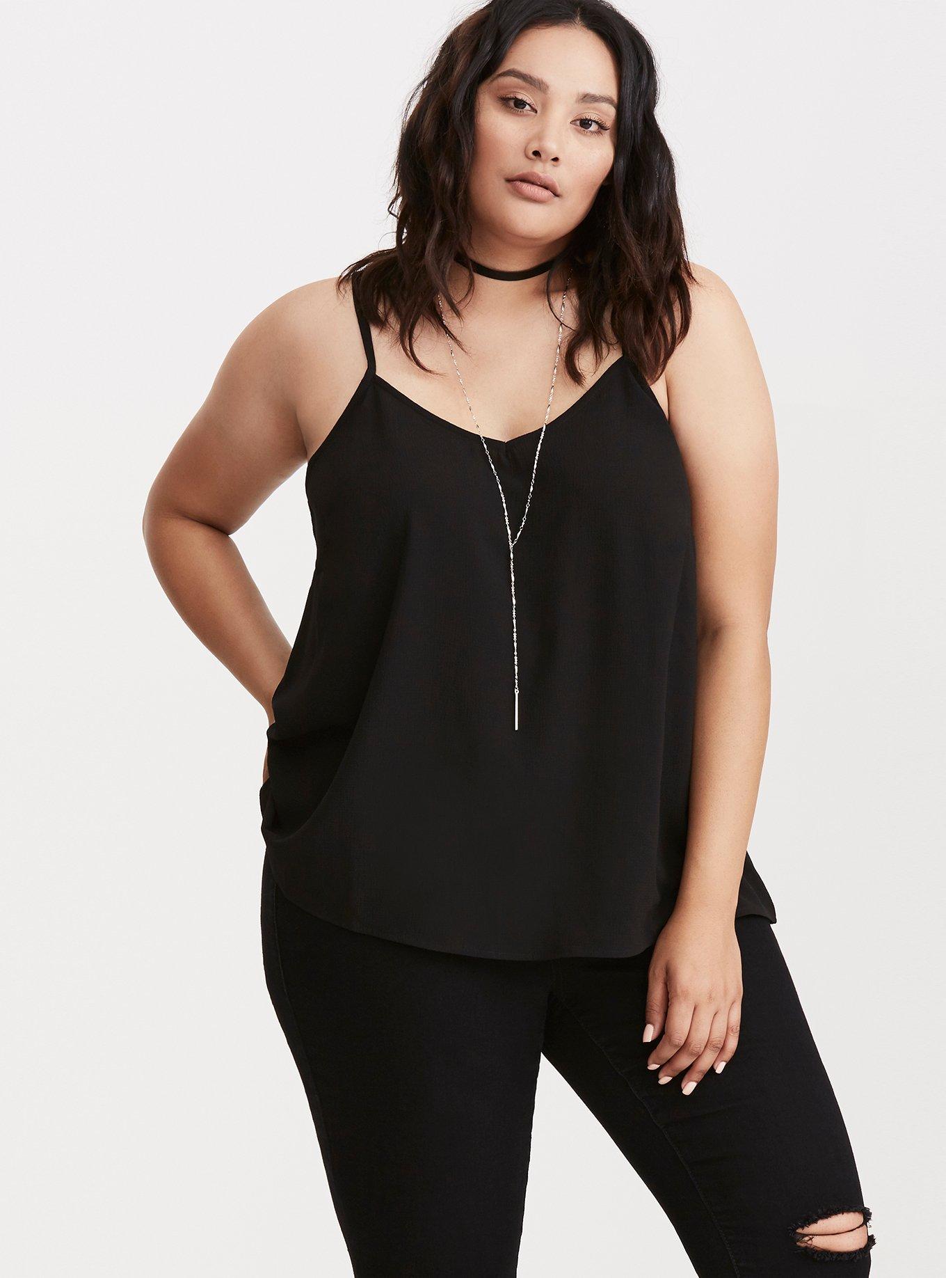 Crepe Cami Top, DEEP BLACK, hi-res
