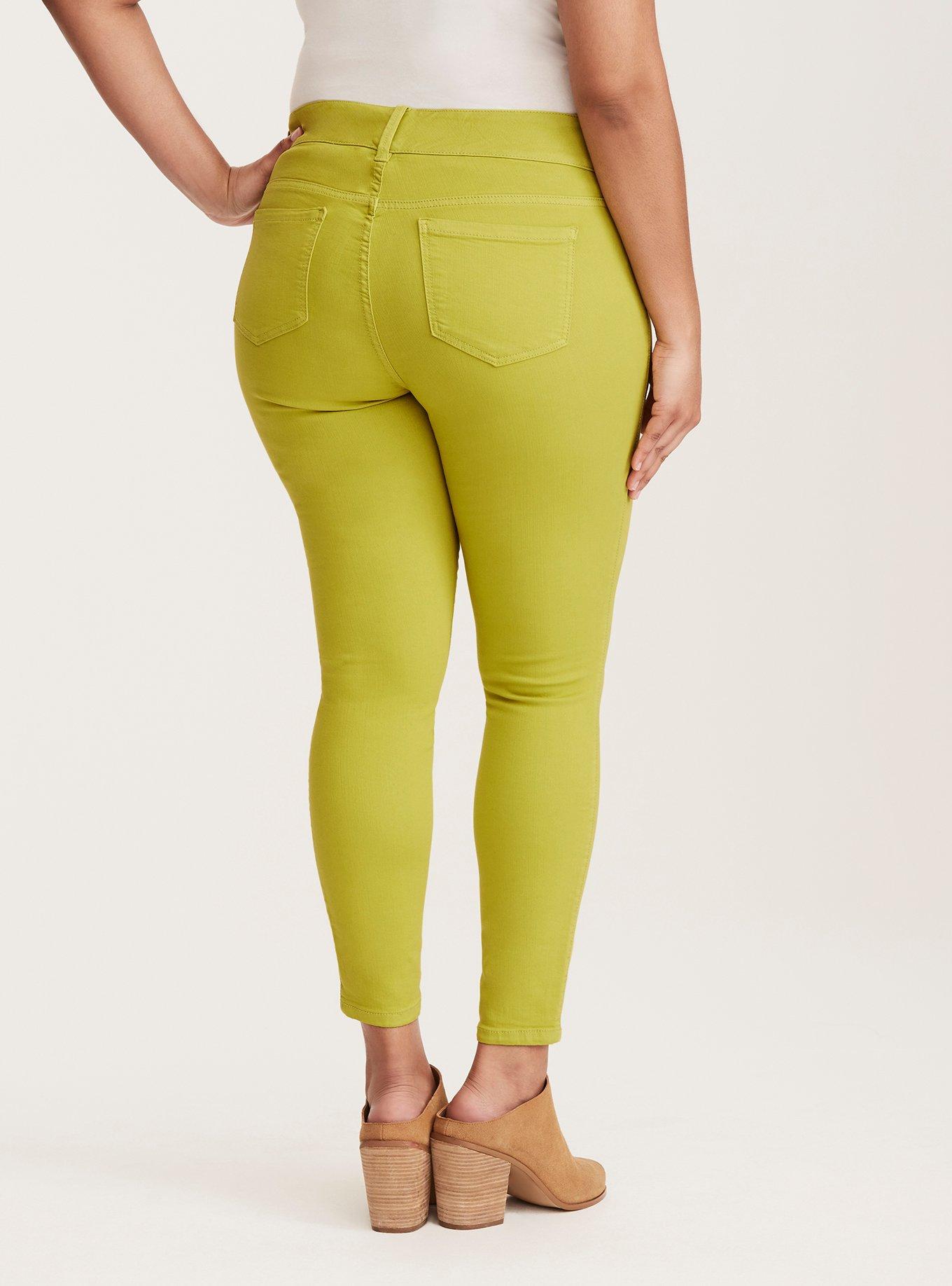 Plus Size Jegging - Neon Green Wash, LIME, alternate