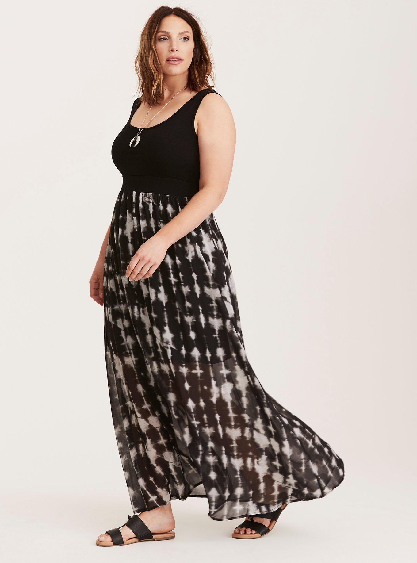 Tie Dye Chiffon Skirt Knit Top Maxi Dress, SKYE DYE, hi-res