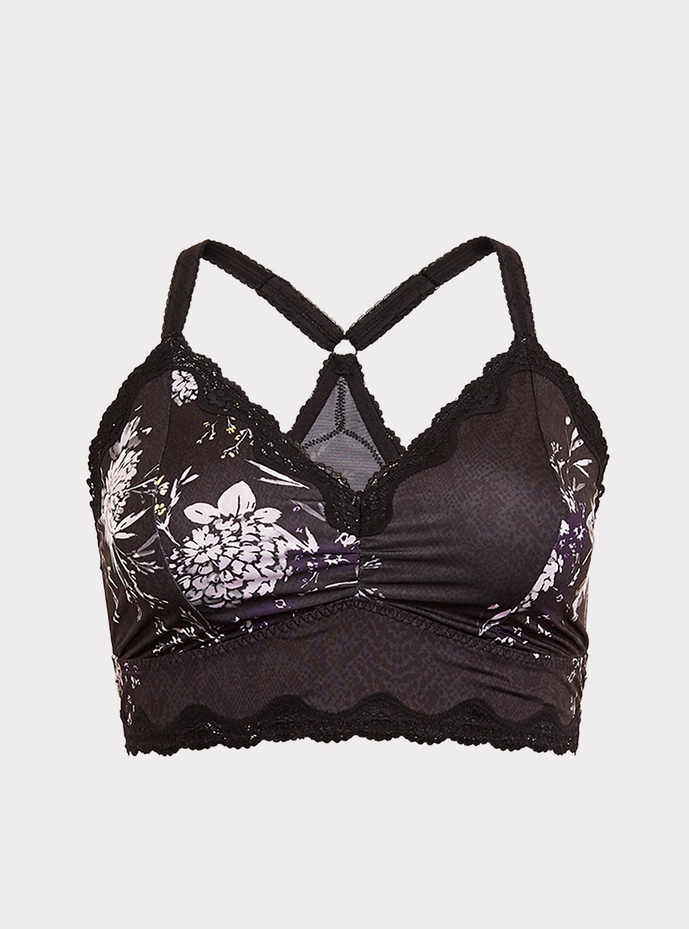 Plus Size - Unlined Microfiber With Lace Trim Printed Bralette - Torrid