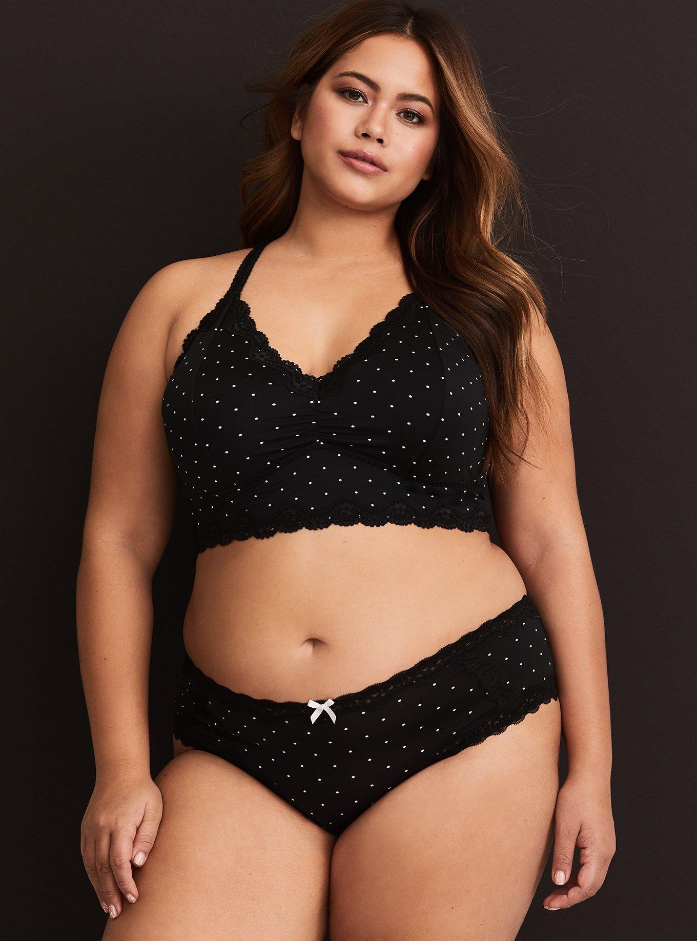 Plus Size - Unlined Microfiber With Lace Trim Printed Bralette - Torrid