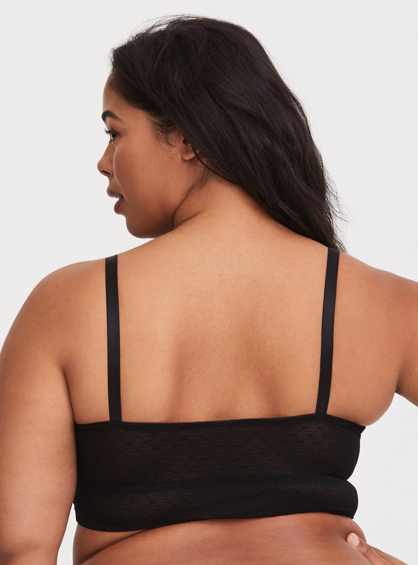 Plus Size - Black Polka Dot Ladder Mesh Bralette - Torrid