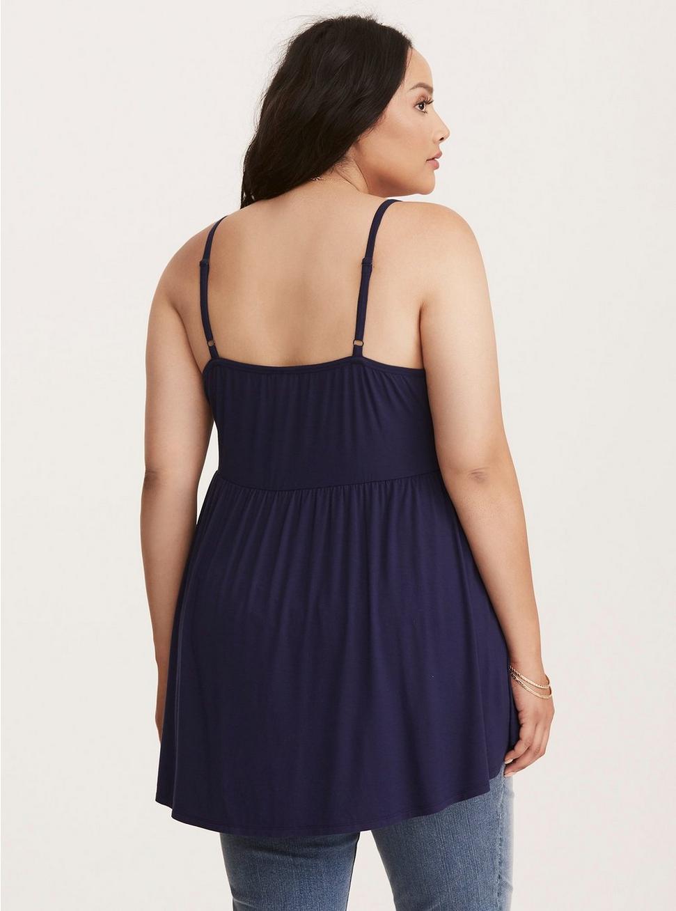 Plus Size - Embroidered Button Front Babydoll Tank Top - Torrid