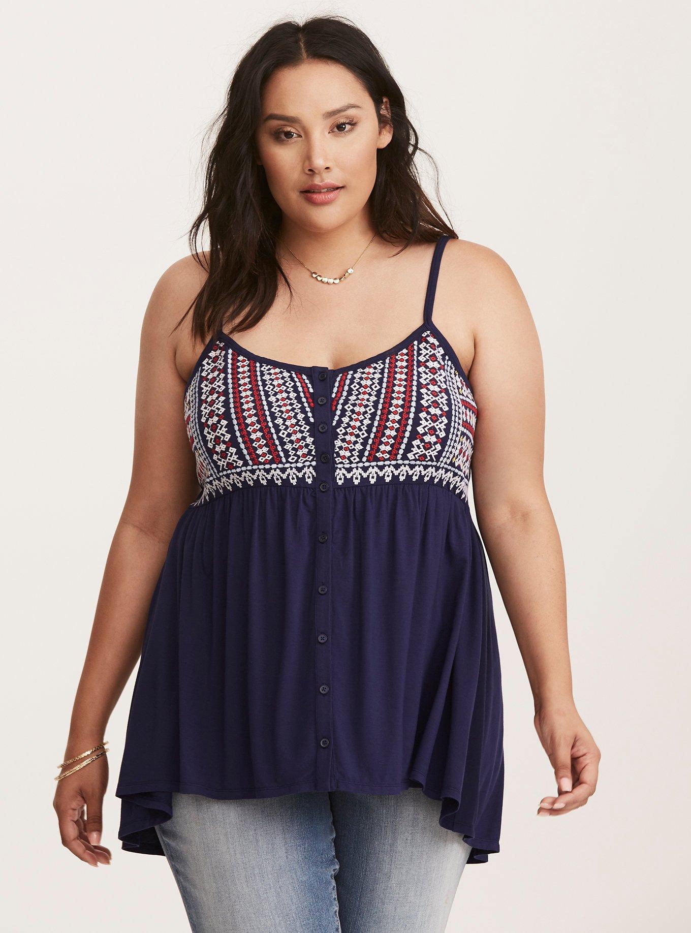 Pre-Order Leopard Floral Embroidered Plus Size Babydoll Tank Top