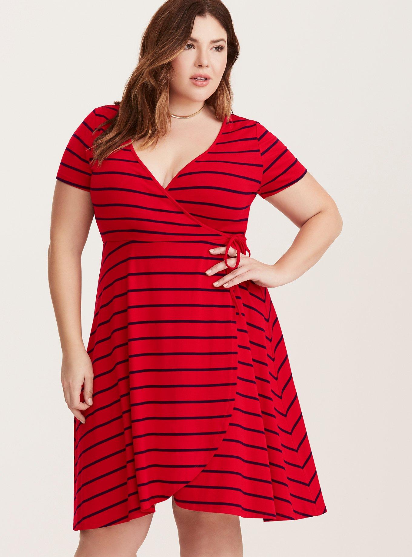 Plus Size - Striped Wrap Dress - Torrid