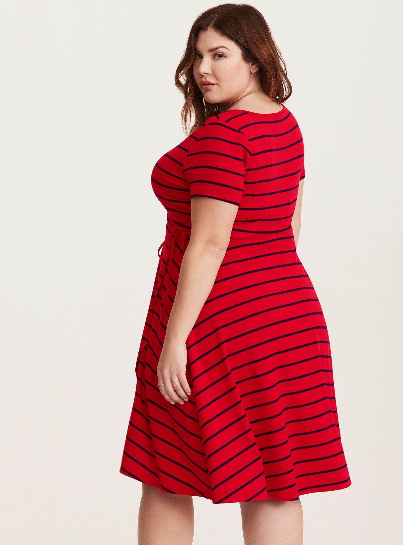 Plus Size - Striped Wrap Dress - Torrid