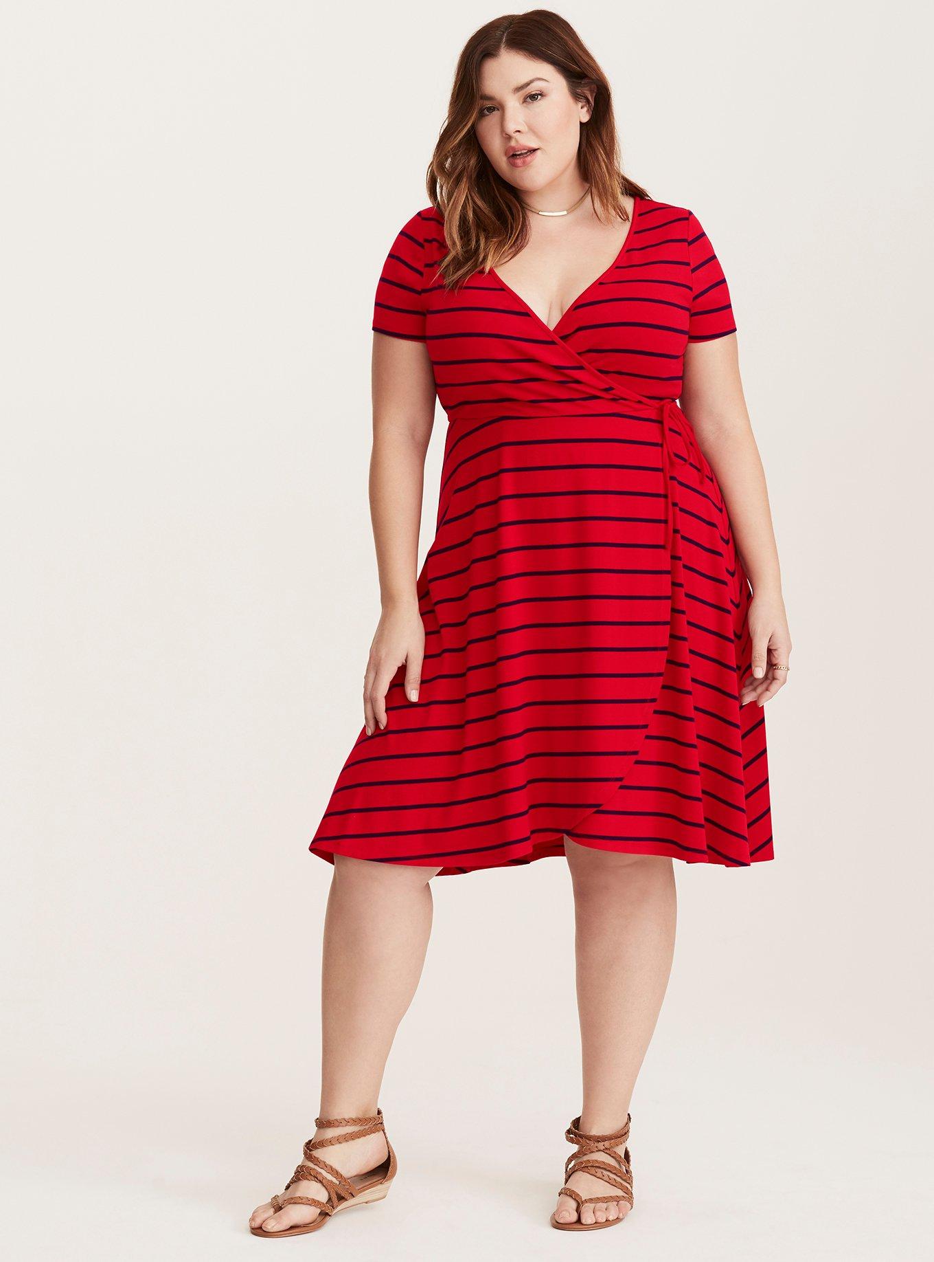 Plus Size - Striped Wrap Dress - Torrid
