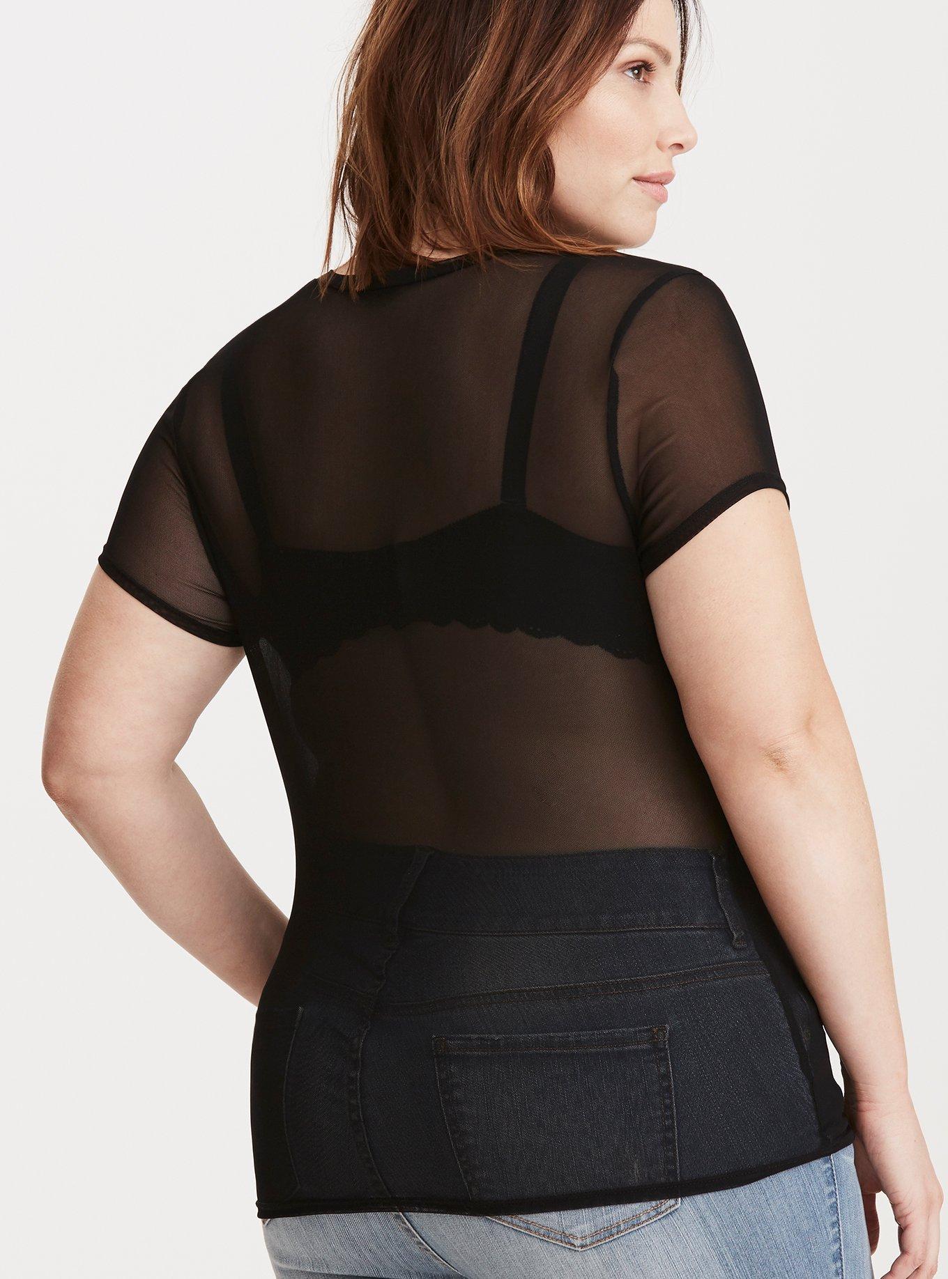 Plus Size - Black Mesh Long Sleeve Swim Shirt - Torrid