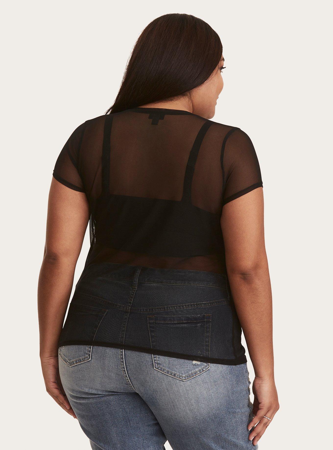 Plus Size - Black Mesh Tee - Torrid