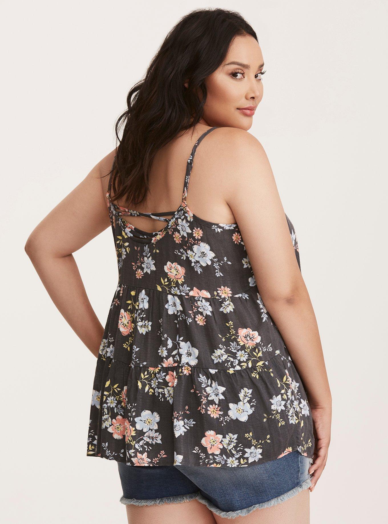 Plus Size - Floral Print Crossback Tiered Cami - Torrid