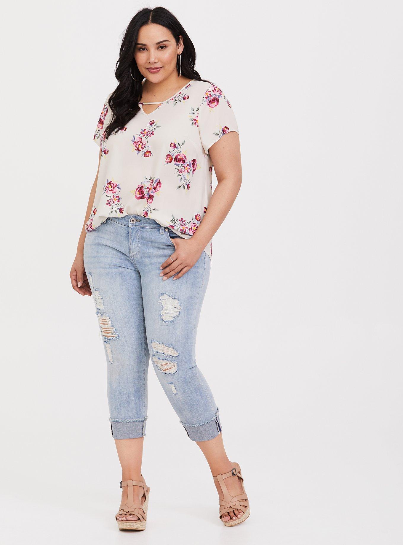 Plus Size - Floral Print Georgette Keyhole Blouse - Torrid
