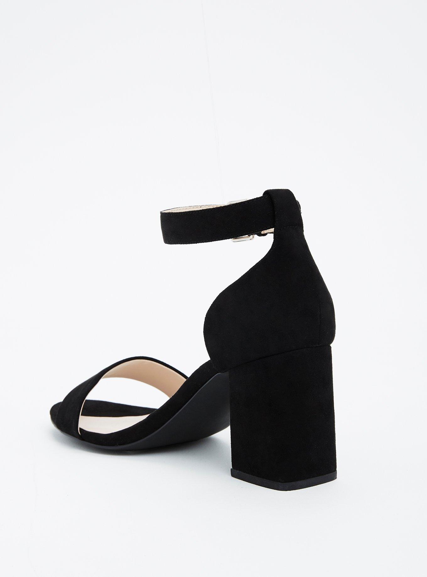 Plus Size Single Strap Block Heels (Wide Width), BLACK, alternate