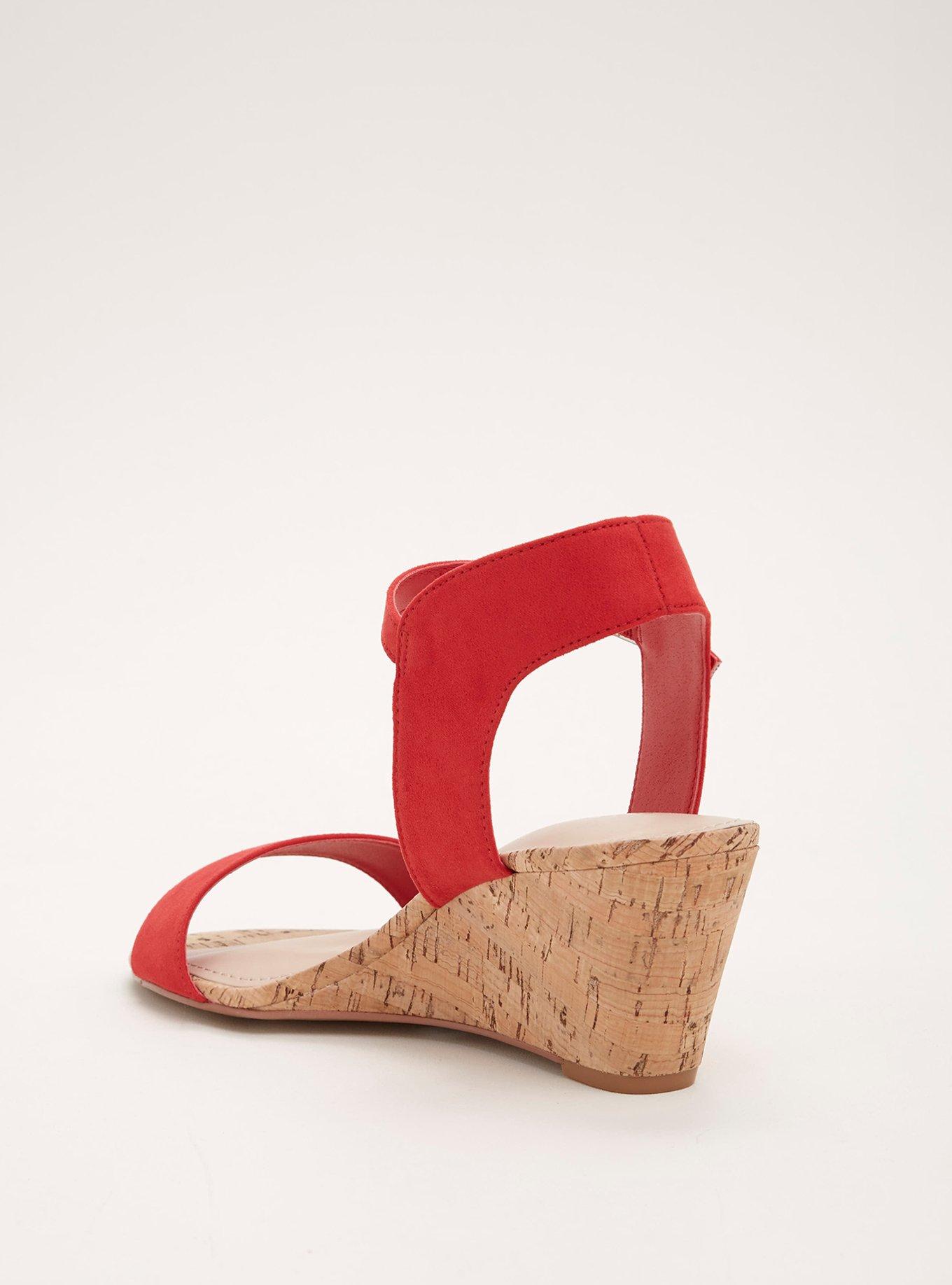 Plus Size Cork Mini Wedges (Wide Width), RED, alternate
