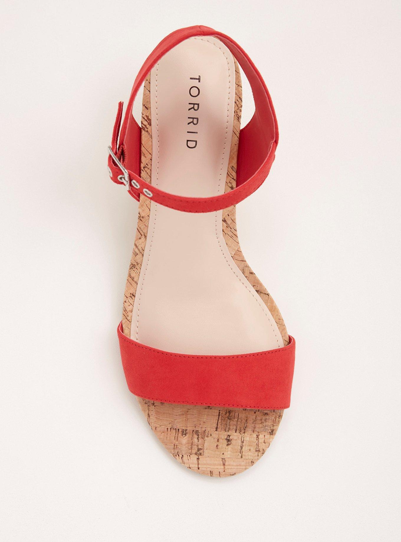 Plus Size Cork Mini Wedges (Wide Width), RED, alternate