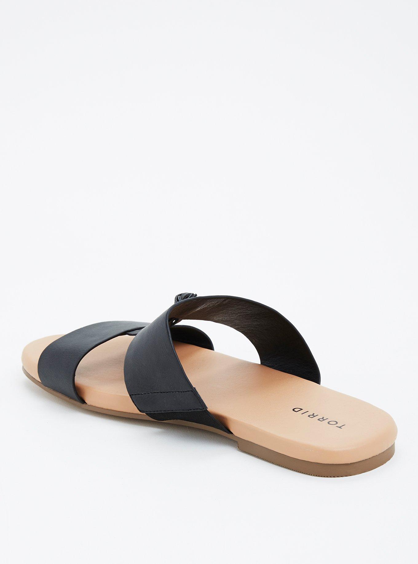 Extra Wide Width, Crossed Strap Flat Slide Sandal