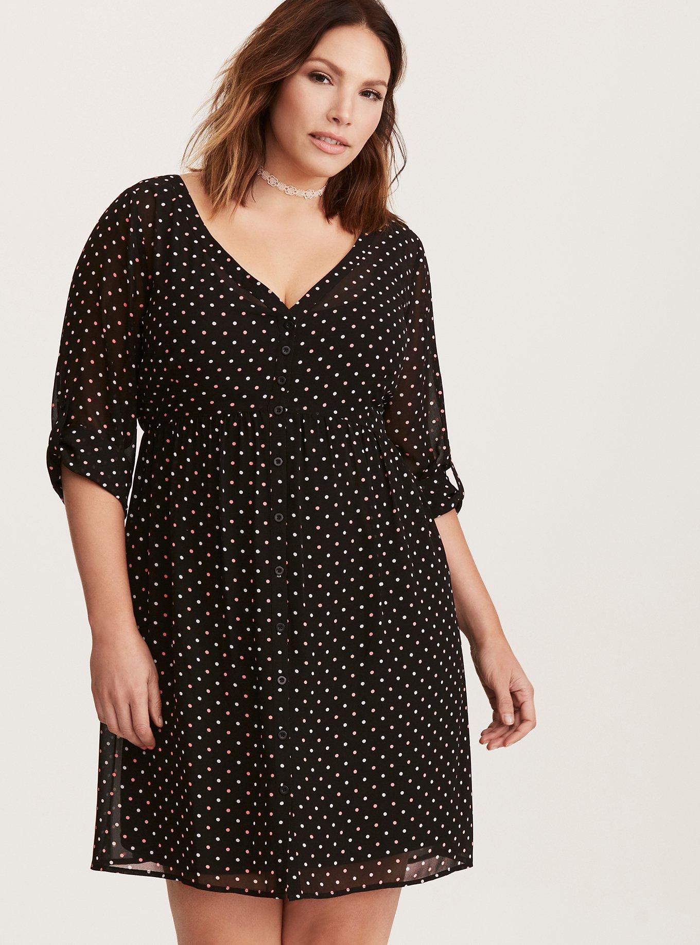 Torrid black polka dot dress sales