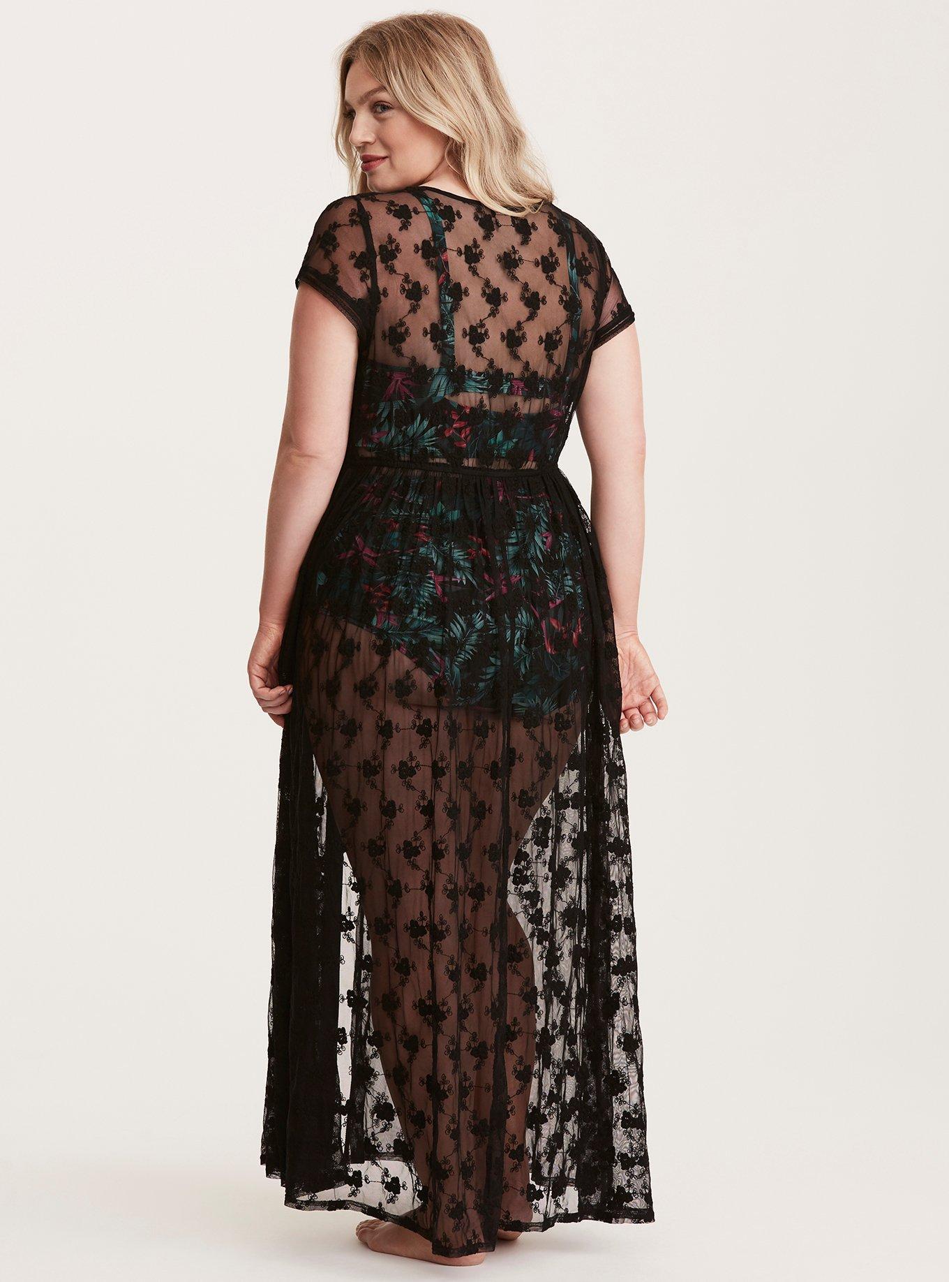 Plus Size - Floral Lace Crochet Maxi Swim Cover Up - Torrid