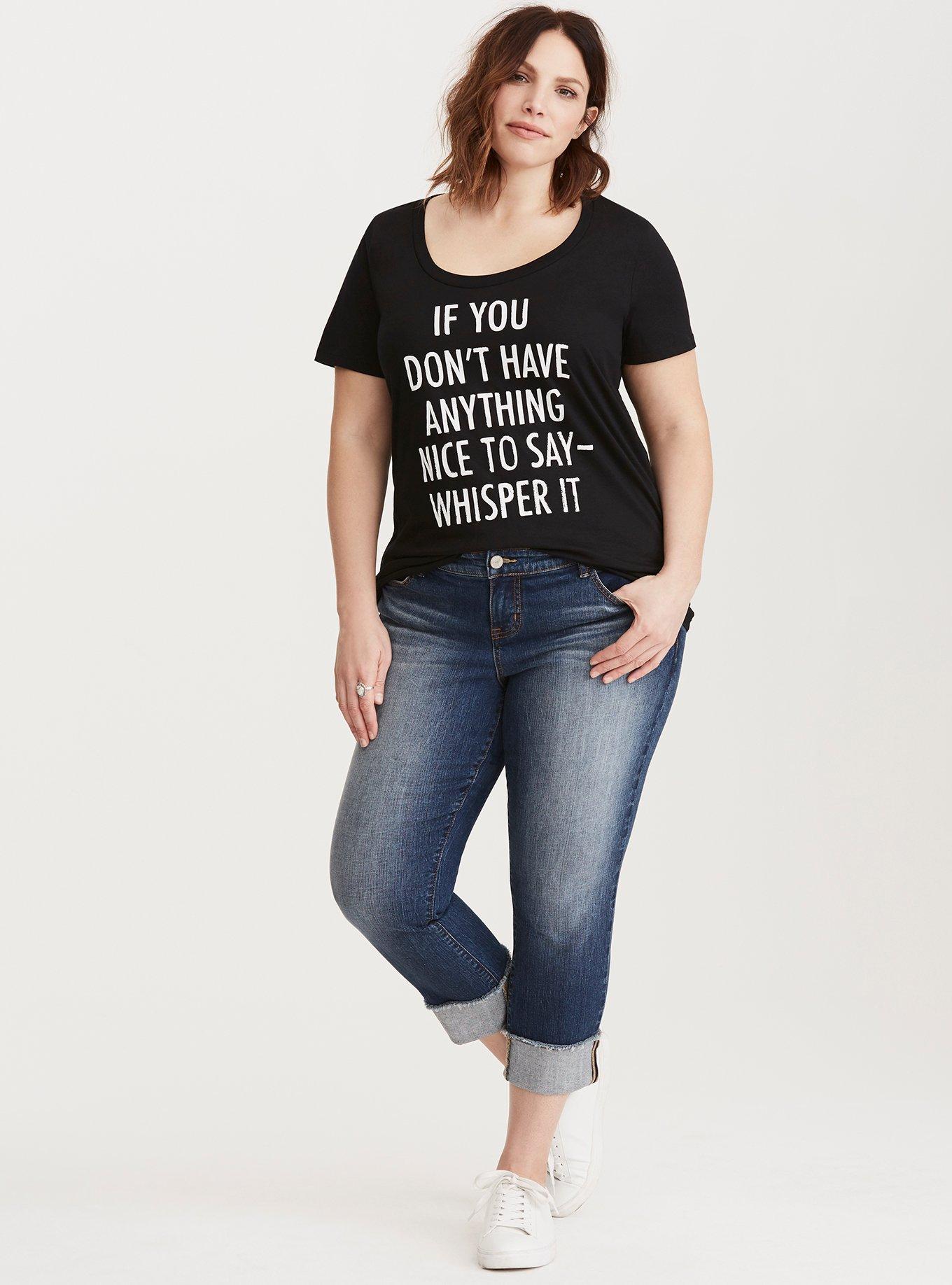 Plus Size Whisper It Scoop Tee, DEEP BLACK, alternate