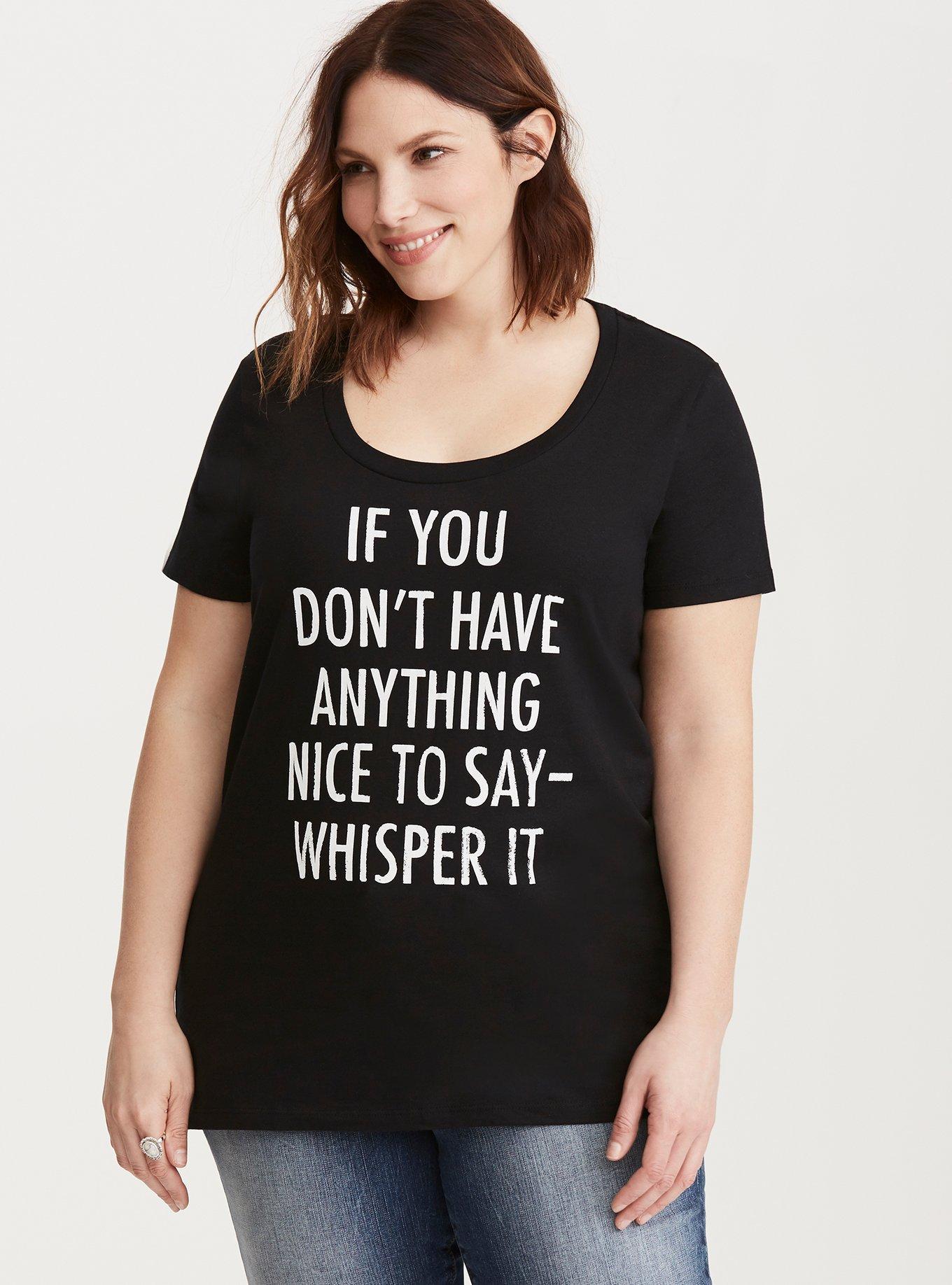 Plus Size Whisper It Scoop Tee, DEEP BLACK, hi-res