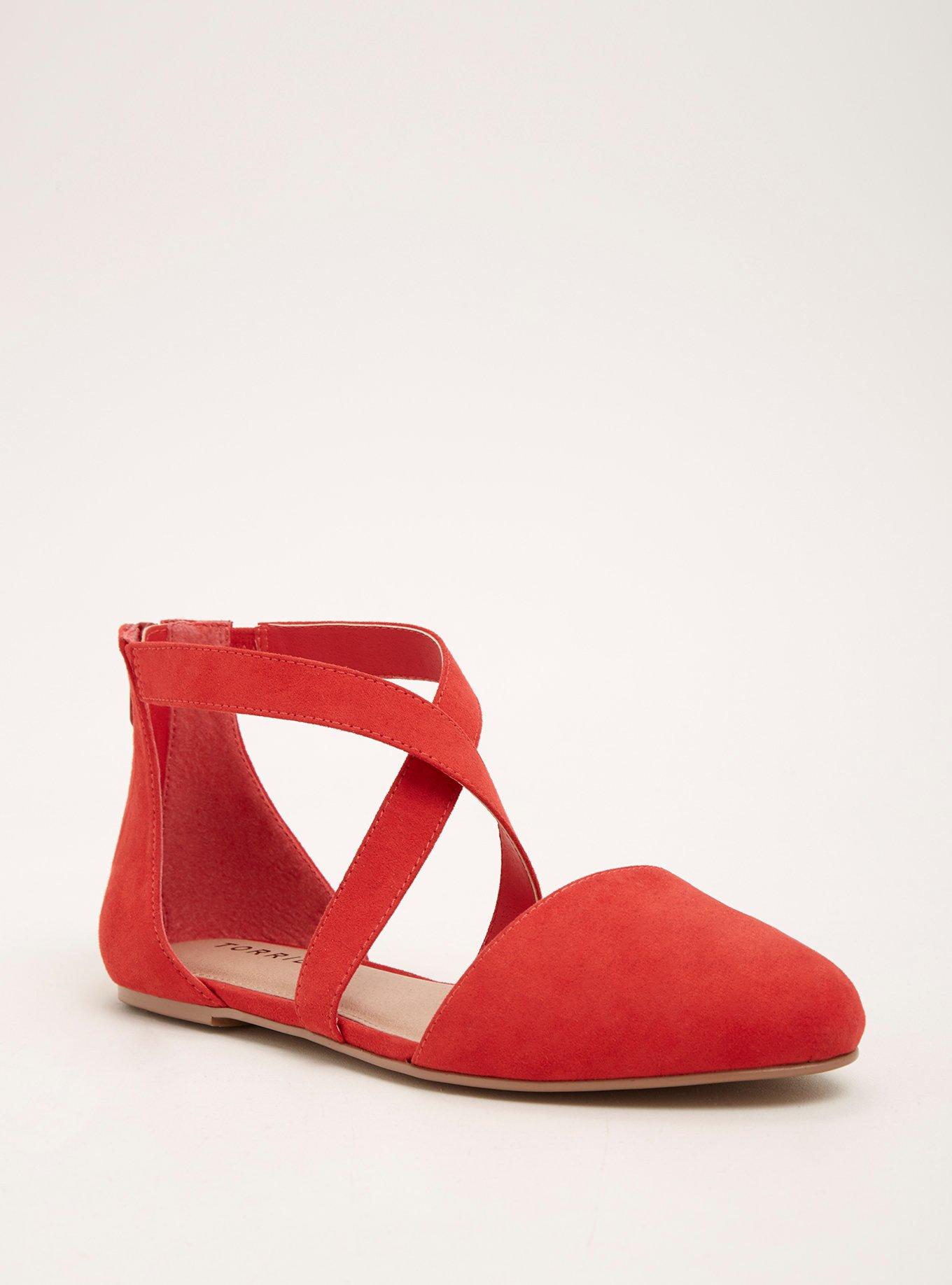 Plus Size Crisscross D'Orsay Flats (Wide Width), BRIGHT RED, hi-res