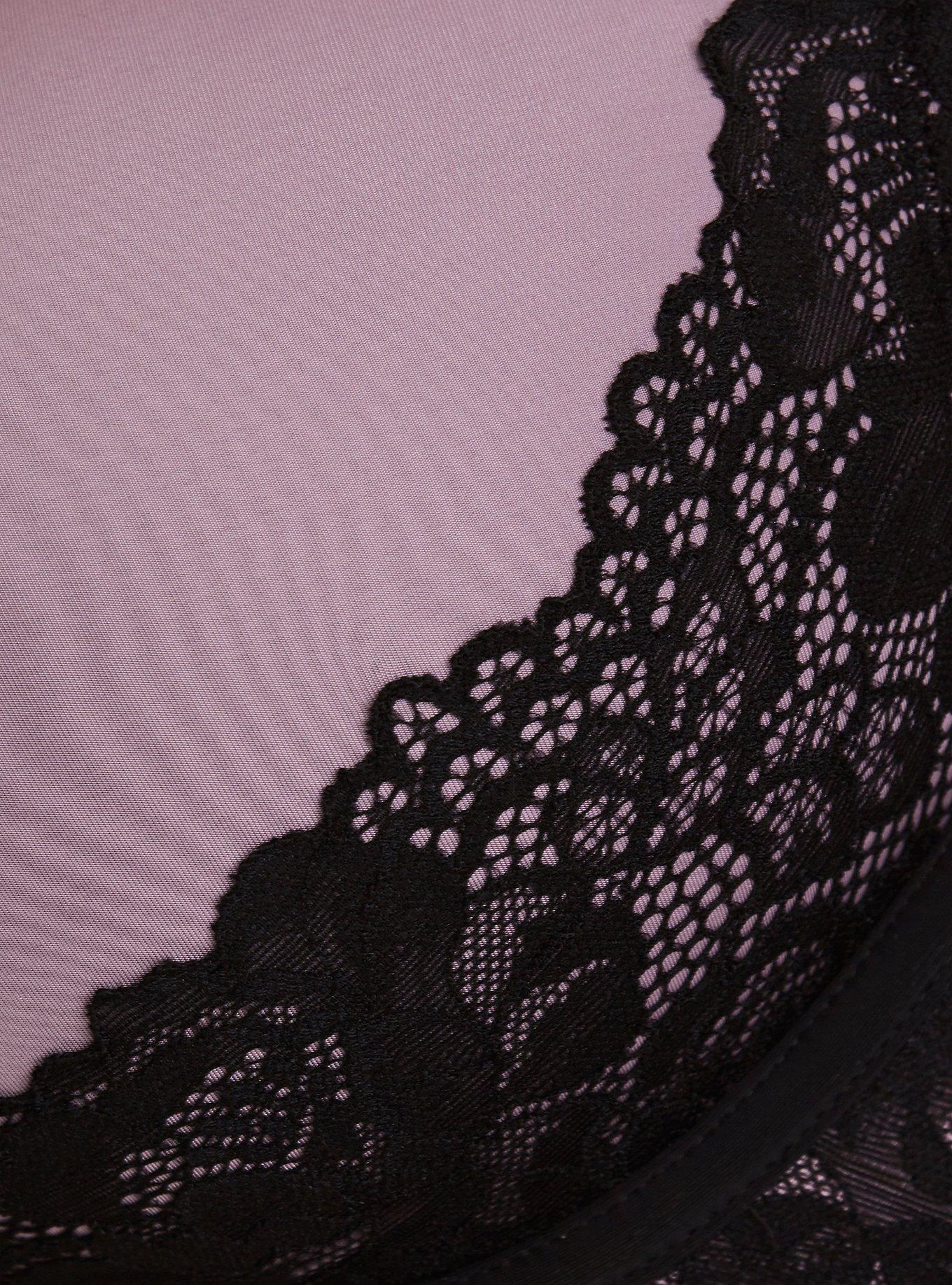 Plus Size Microfiber Fishnet & Lace Push-Up Plunge Bra, PURPLE SAGE, alternate