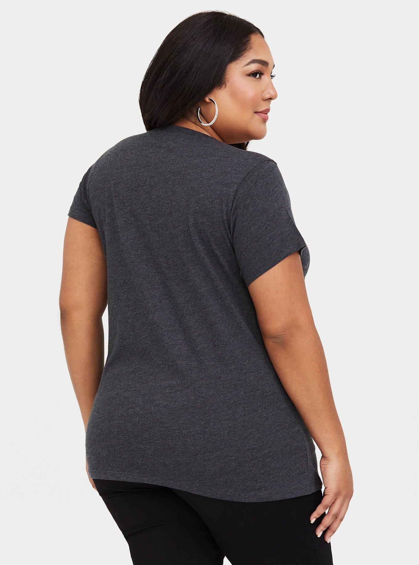 Plus Size Nope Charcoal Grey Slim Fit Crew Tee, MEDIUM HEATHER GREY, alternate