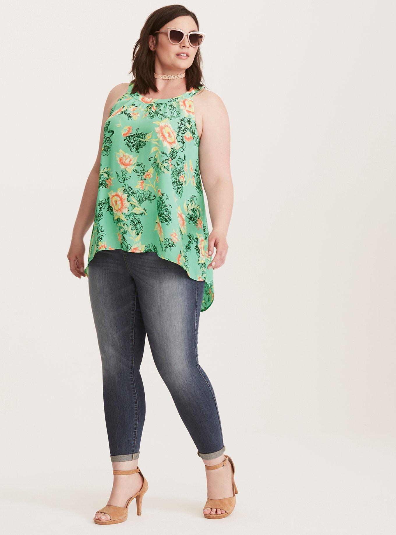 Plus Size Floral Print High Neck Tank Top Torrid
