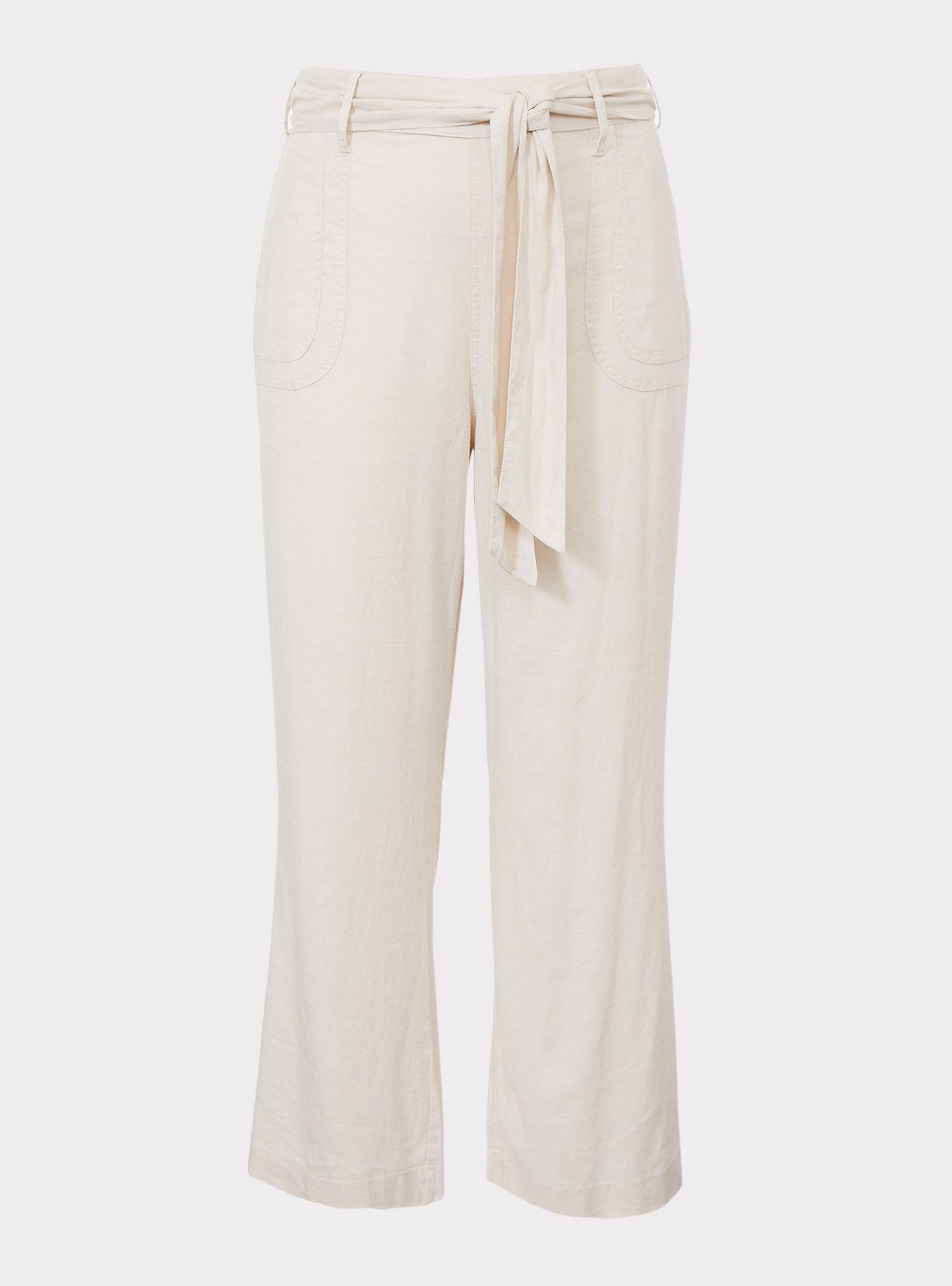 Plus Size Solid Linen Beach Pants