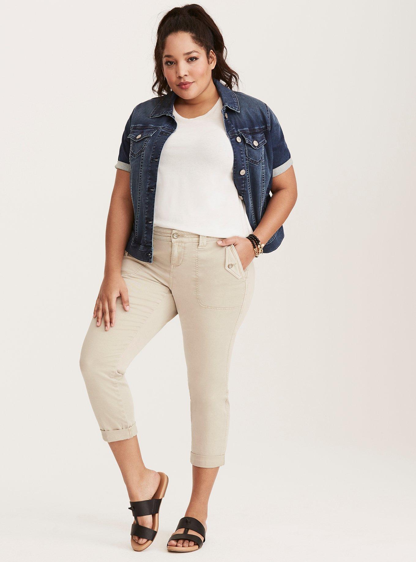 Plus Size - Cropped Twill Military Pant - Stone Wash - Torrid