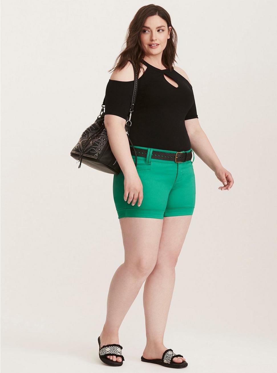 Sateen Belted Short - Green, JELLY BEAN, hi-res