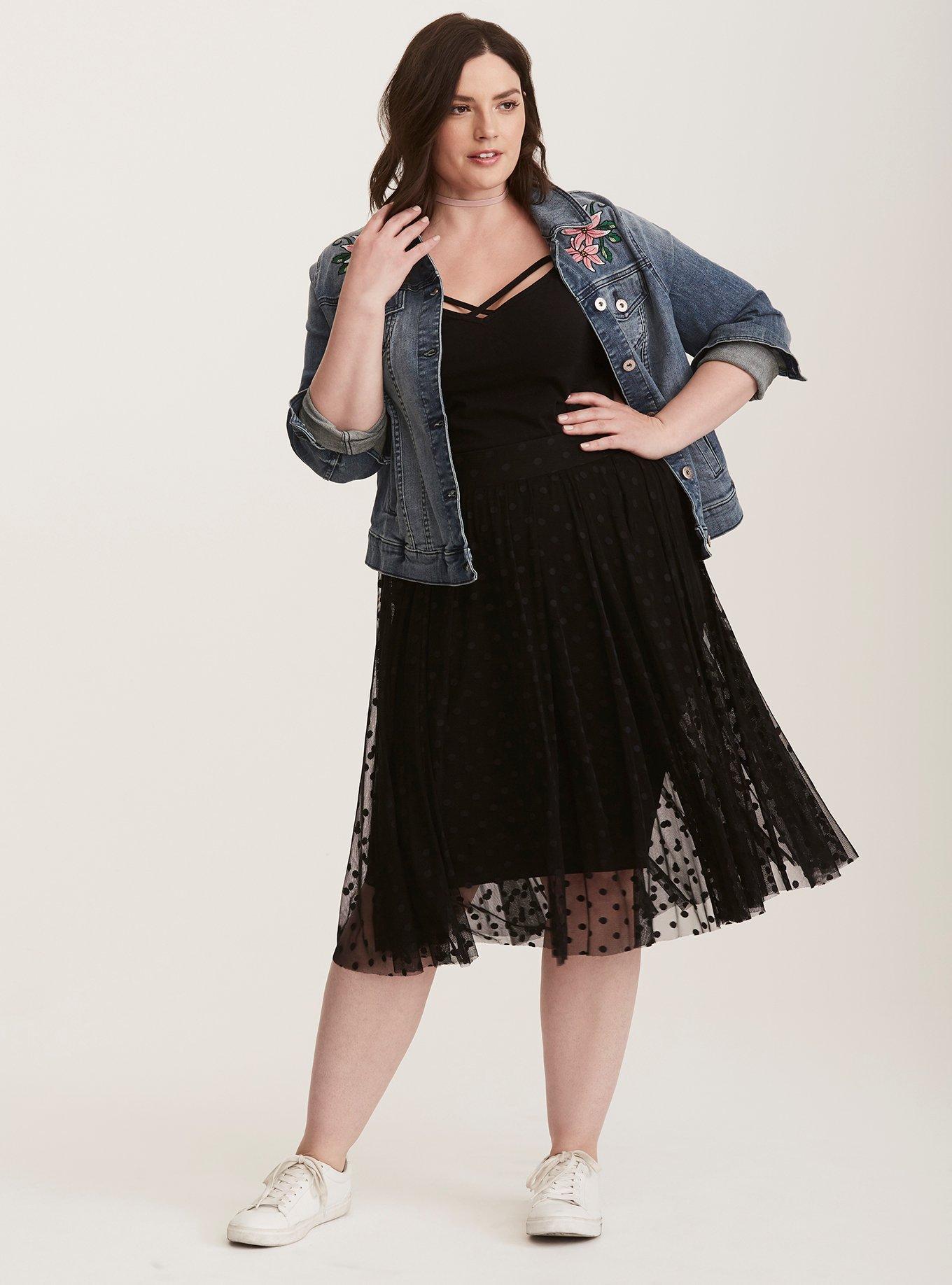 Polka Dot Tulle Midi Skirt, , hi-res