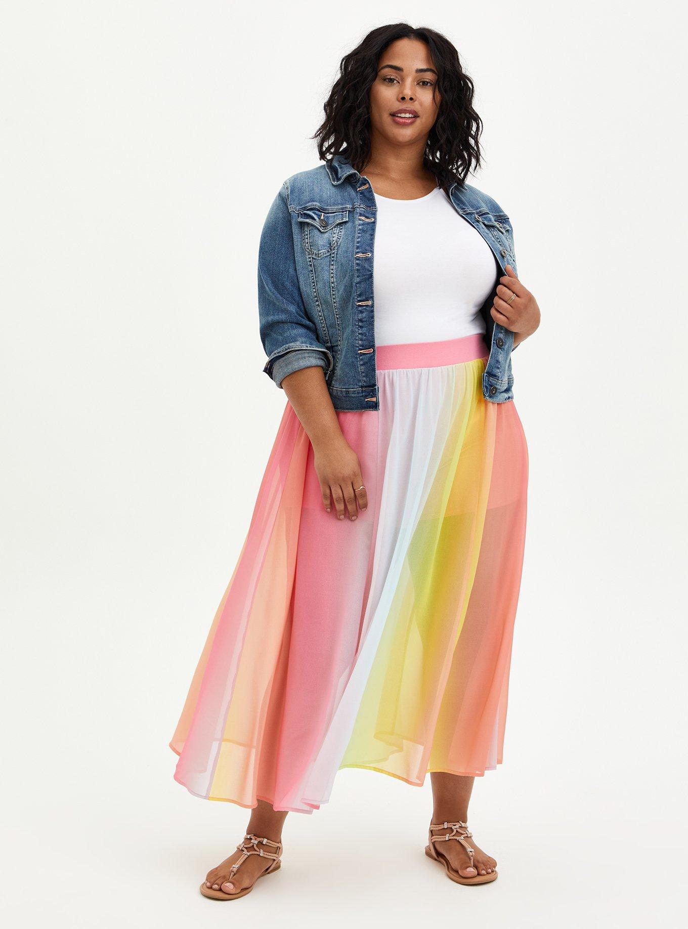 Maxi plus size swing a line chiffon skirt women TT0034
