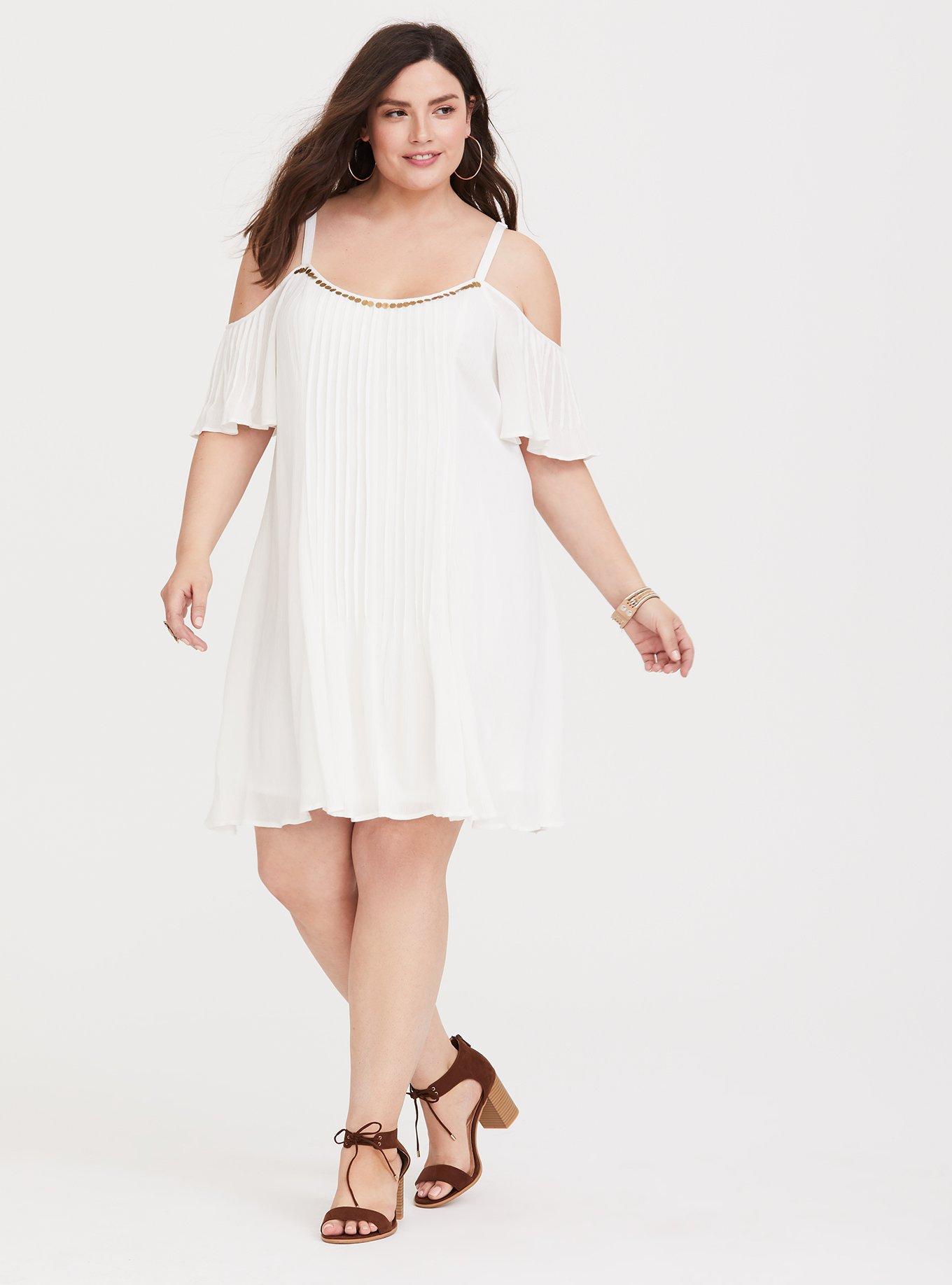 Plus Size - Mini Gauze Cold Shoulder Trapeze Dress - Torrid