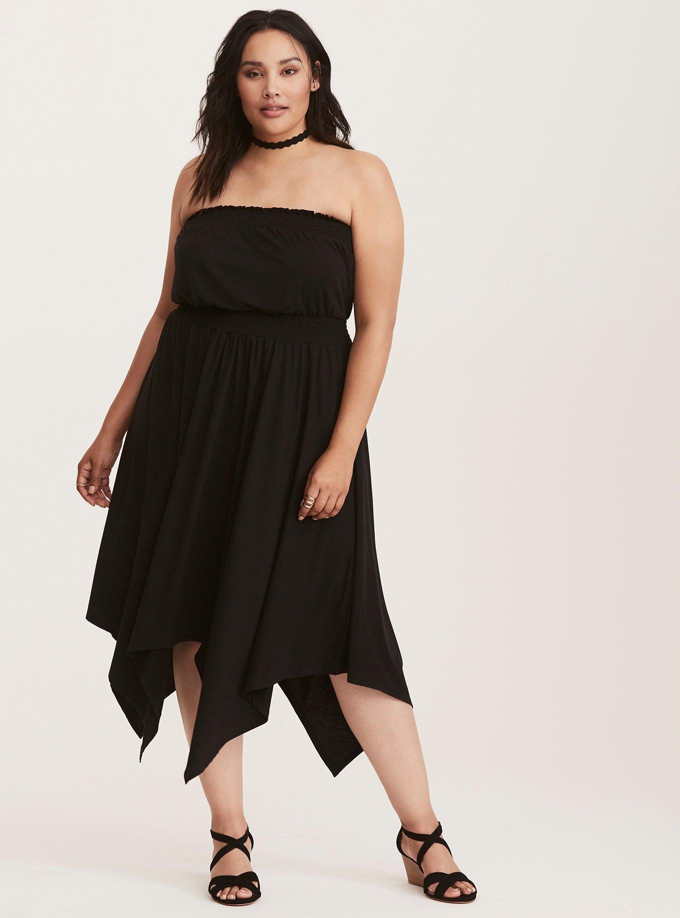 Plus Size - Black Smocked Jersey Tube Dress - Torrid