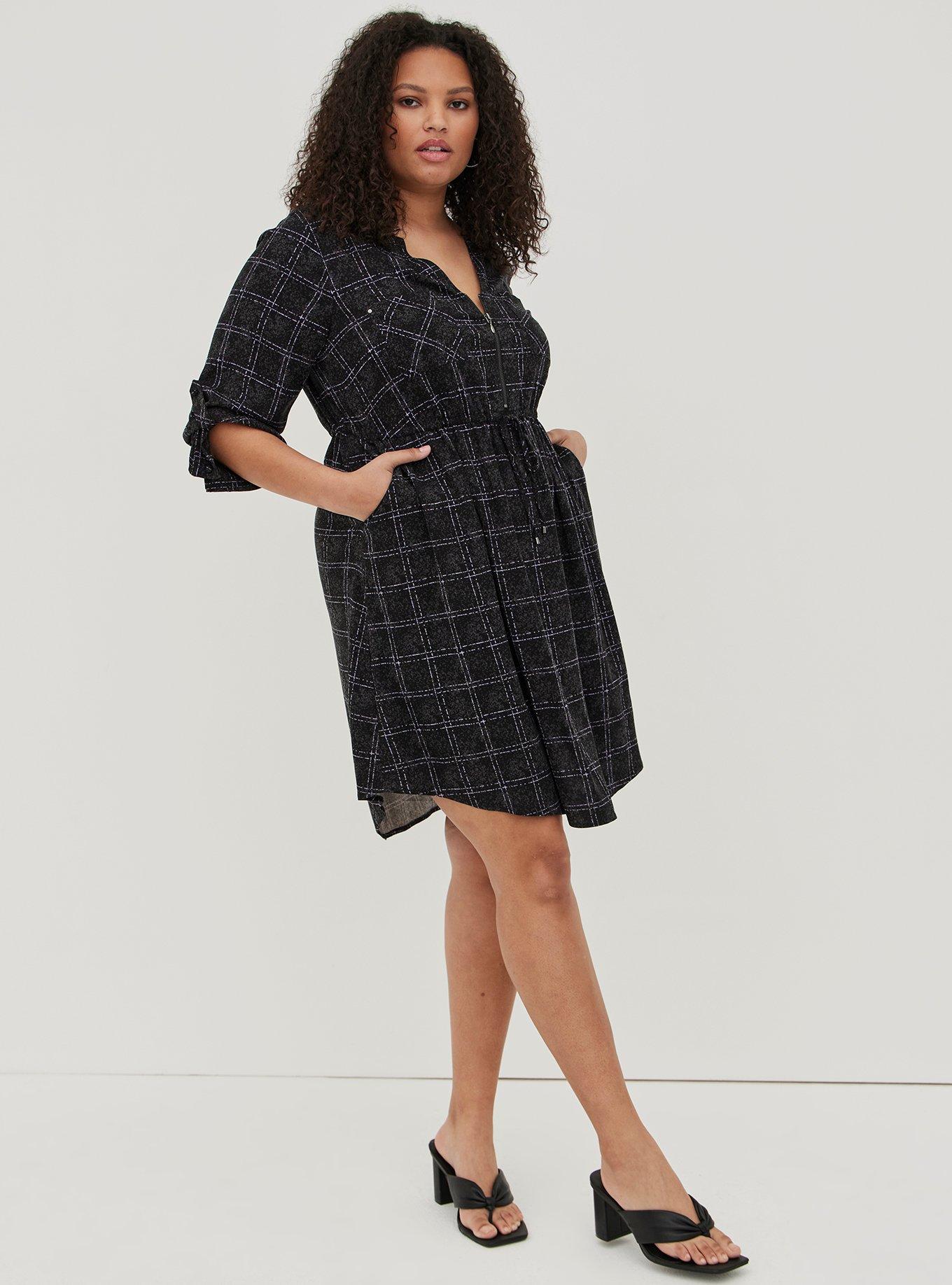 Plus Size - Mini Challis Zip-Front Shirt Dress - Torrid