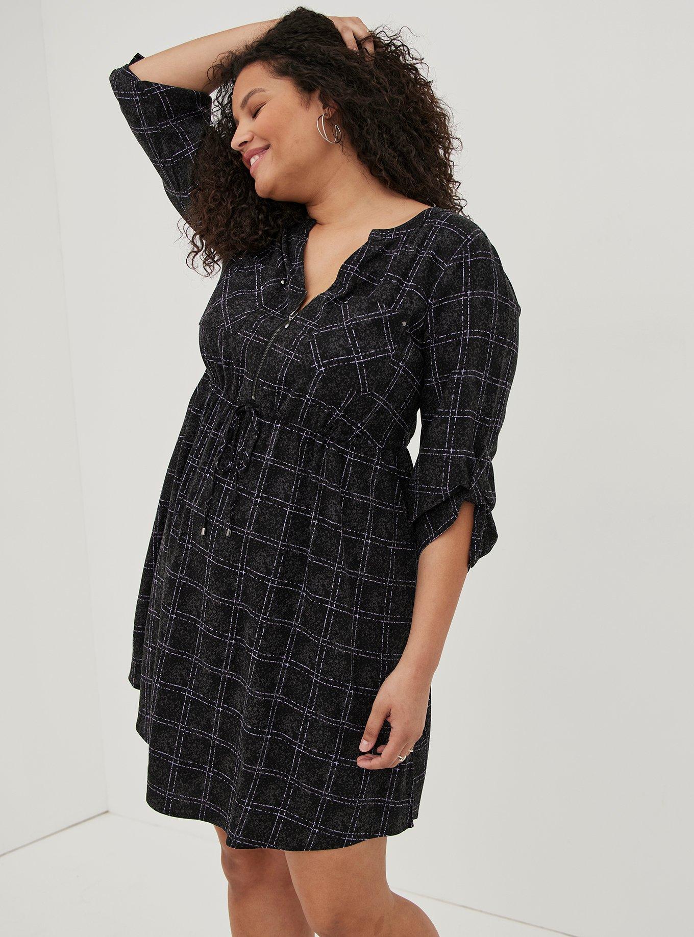 Plus Size - Mini Challis Zip-Front Shirt Dress - Torrid