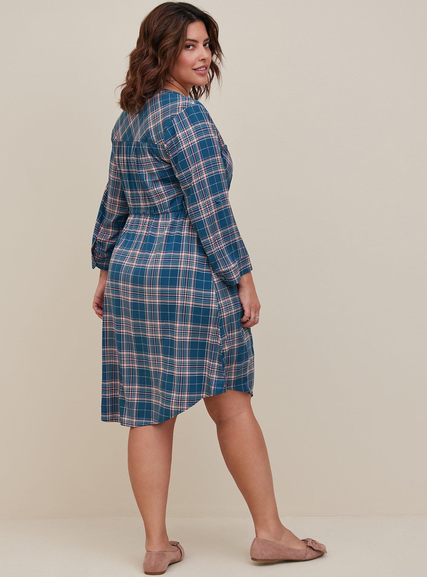 Torrid Adorable Plaid Zip Front Seer Sucker Mini Shirt Dress Plus Size 3X,  22/24