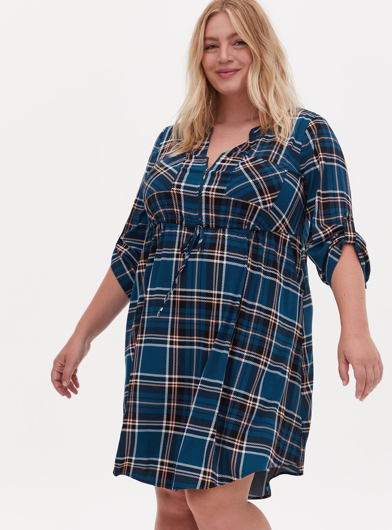 Plus Size - Mini Challis Zip-Front Shirt Dress - Torrid