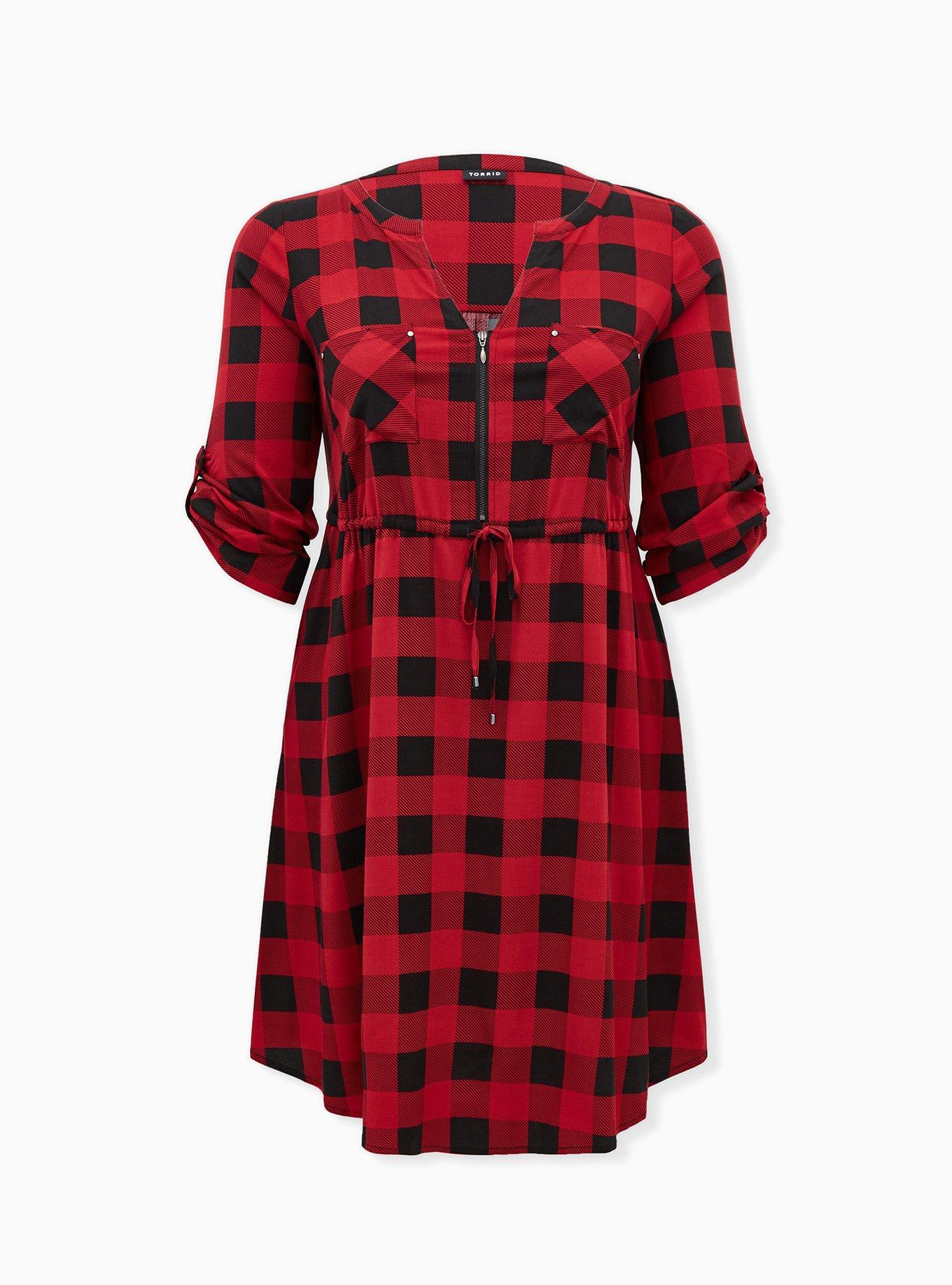 Plus Size Mini Challis Zip Front Shirt Dress Torrid