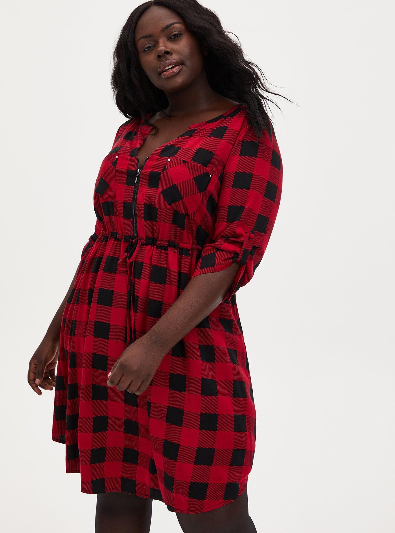 Plus Size - Mini Challis Zip-Front Shirt Dress - Torrid