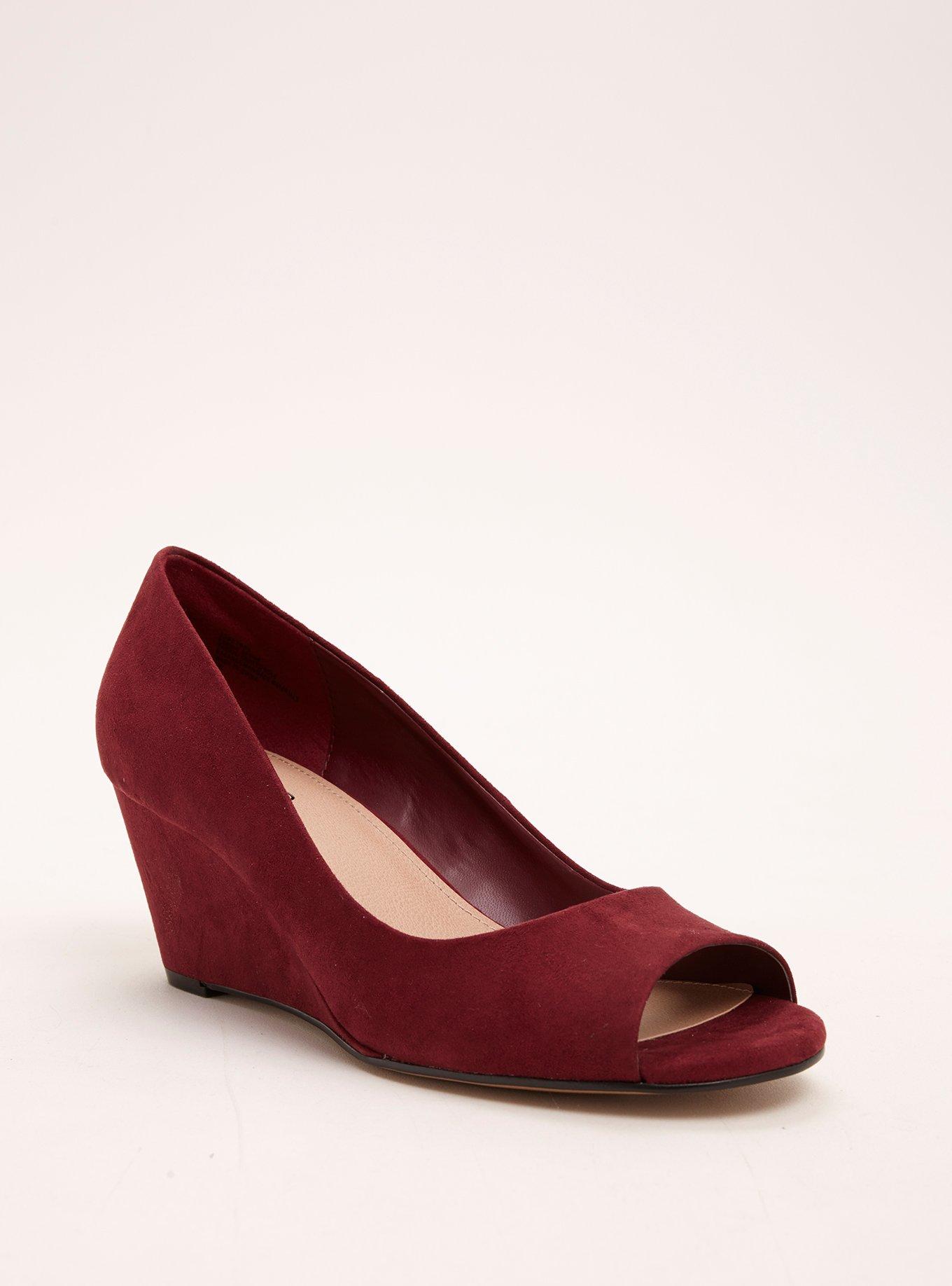 Peep Toe Mini Wedges (Wide Width), BERRY, hi-res