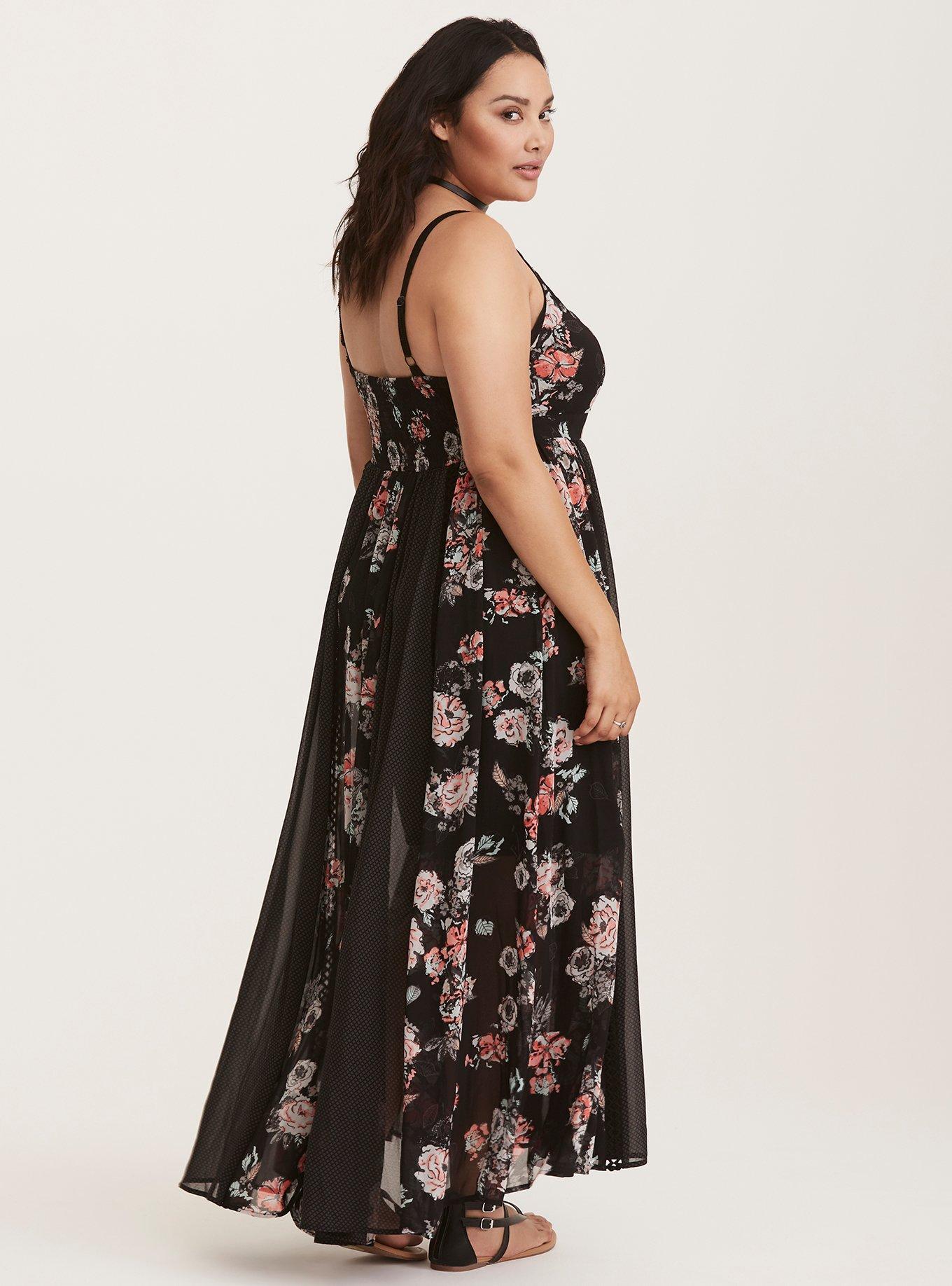 Torrid black 2025 floral maxi dress