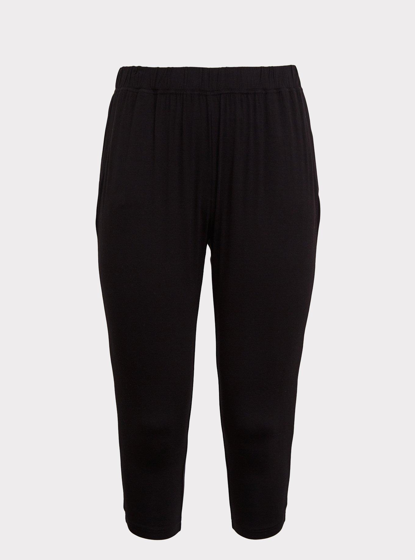 Plus Size Relaxed Crop Sleep Pant - Super Soft Black , , hi-res