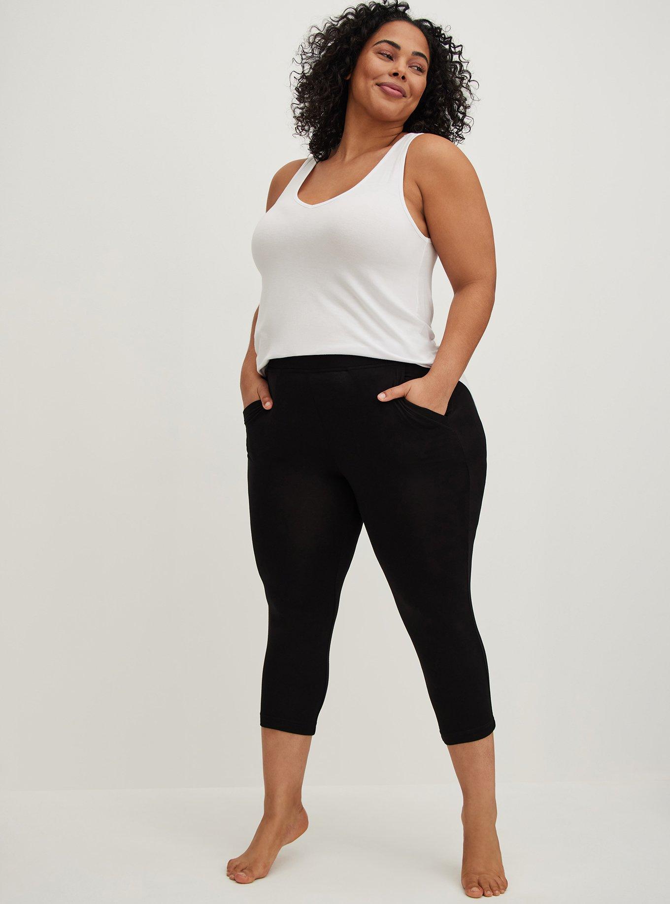 Plus Size Relaxed Crop Sleep Pant - Super Soft Black , , hi-res