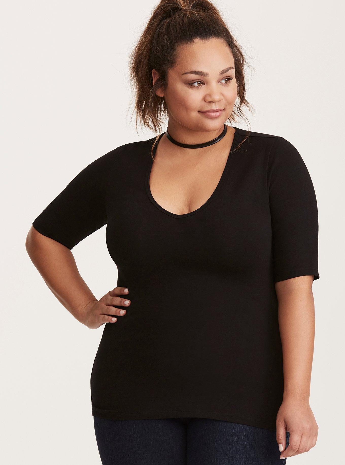 Plus Size - Foxy Deep V Tee - Torrid